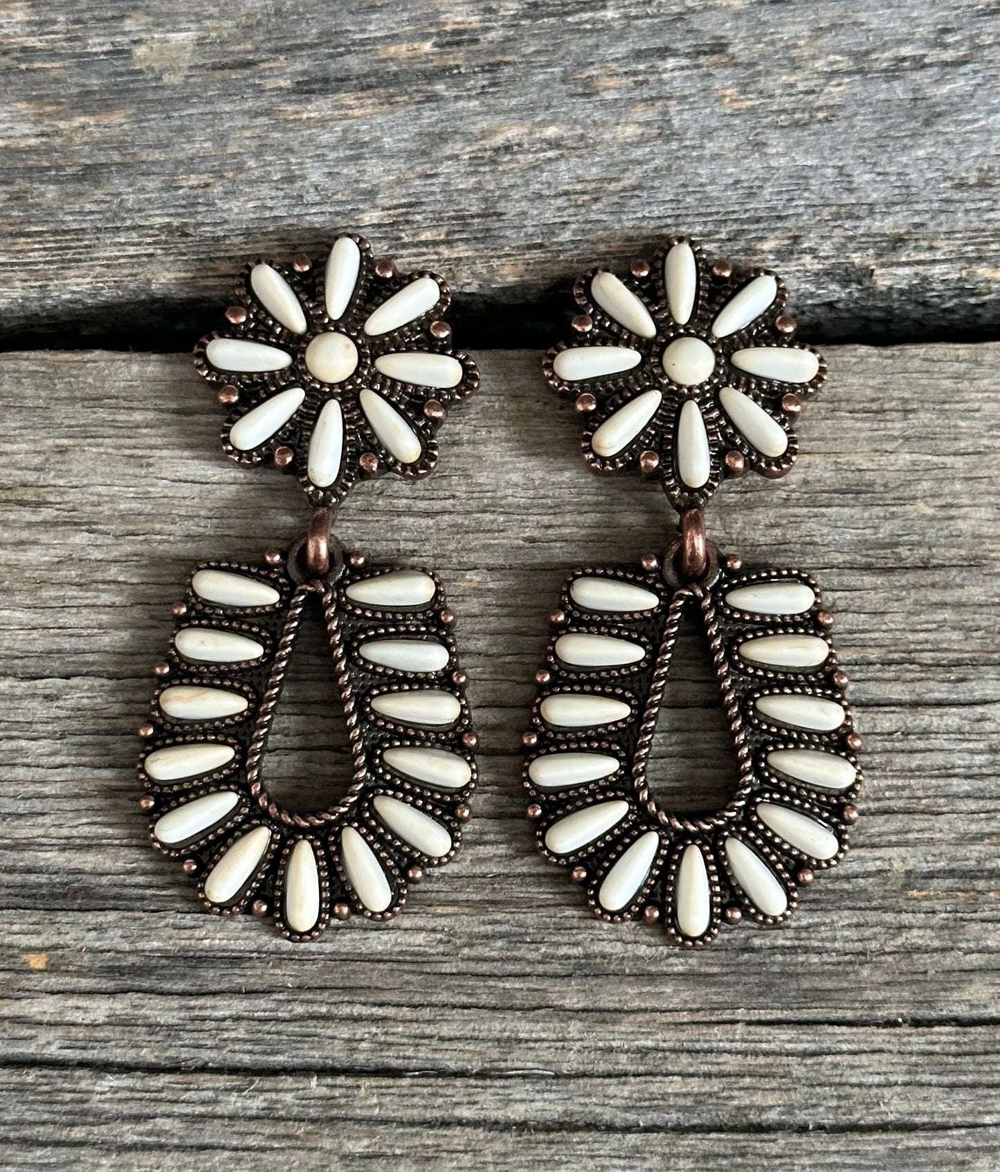 Copper Natural Cluster Earrings