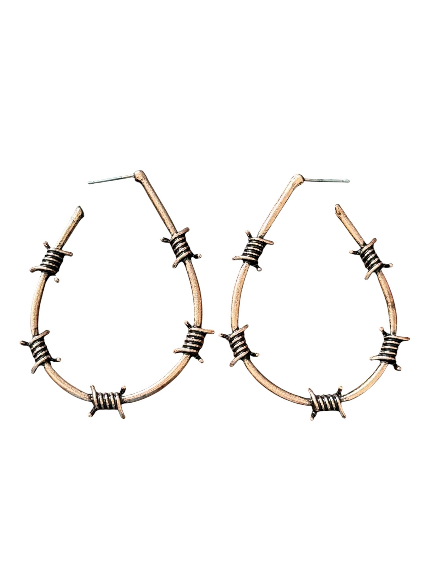 Copper Barbwire Teardrop Earrings