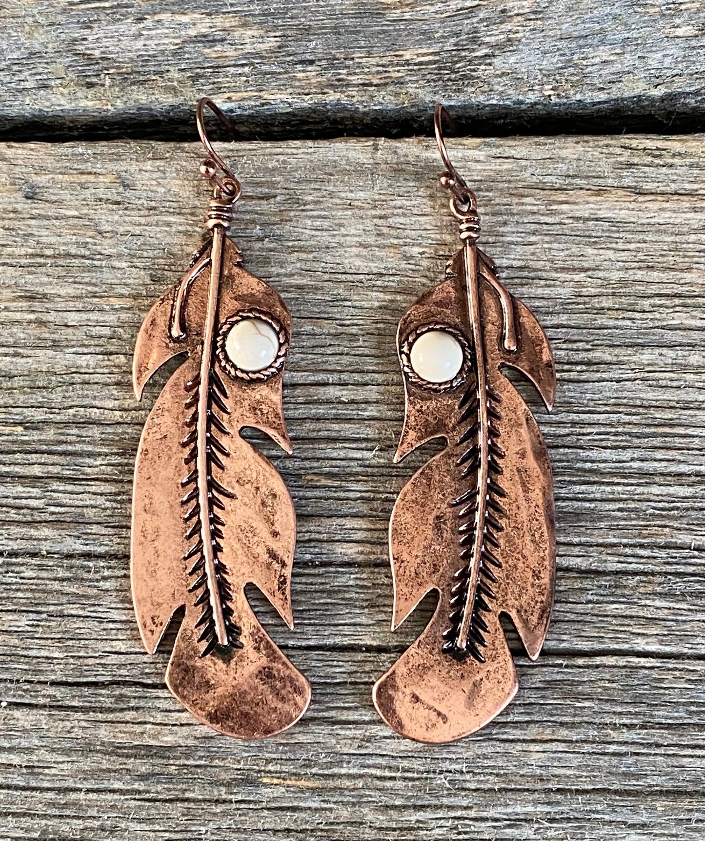 Copper Feather Earrings