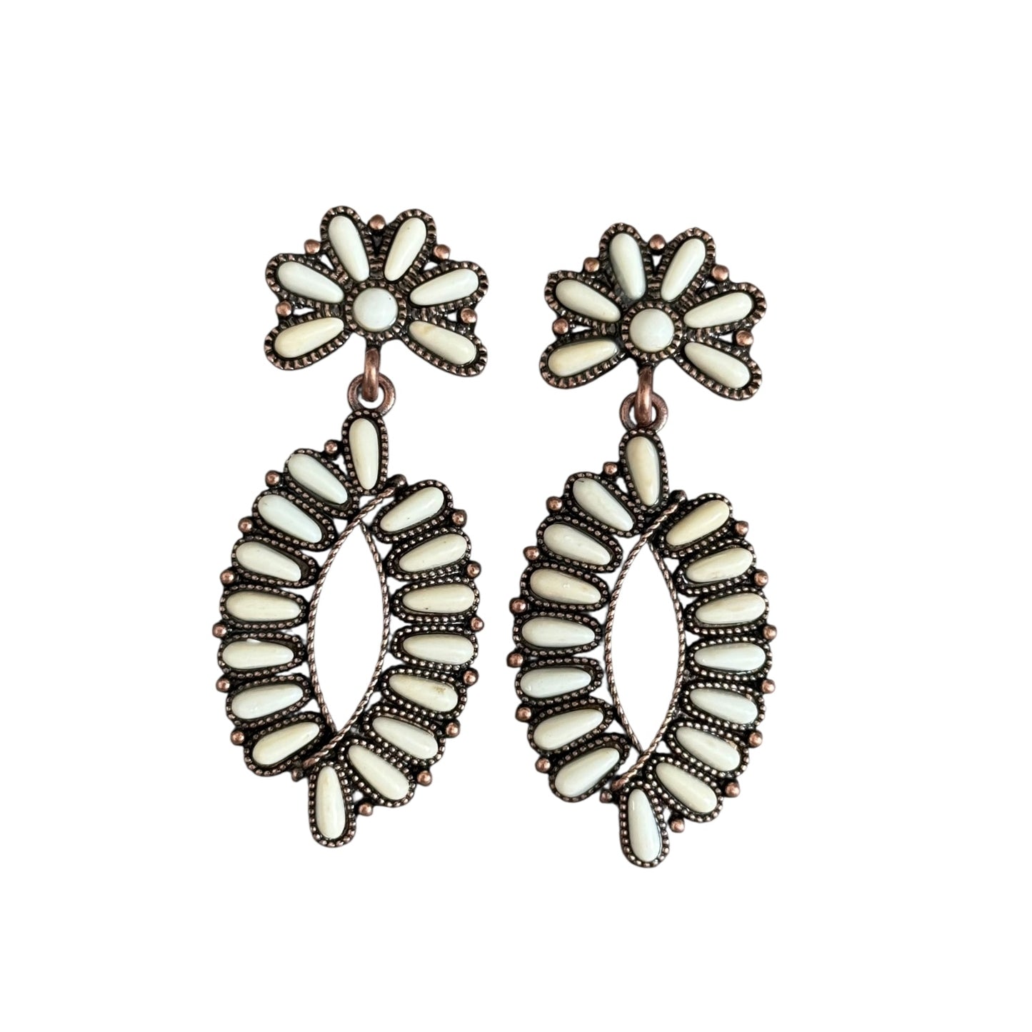 Copper Cluster Oval Drop Earrings