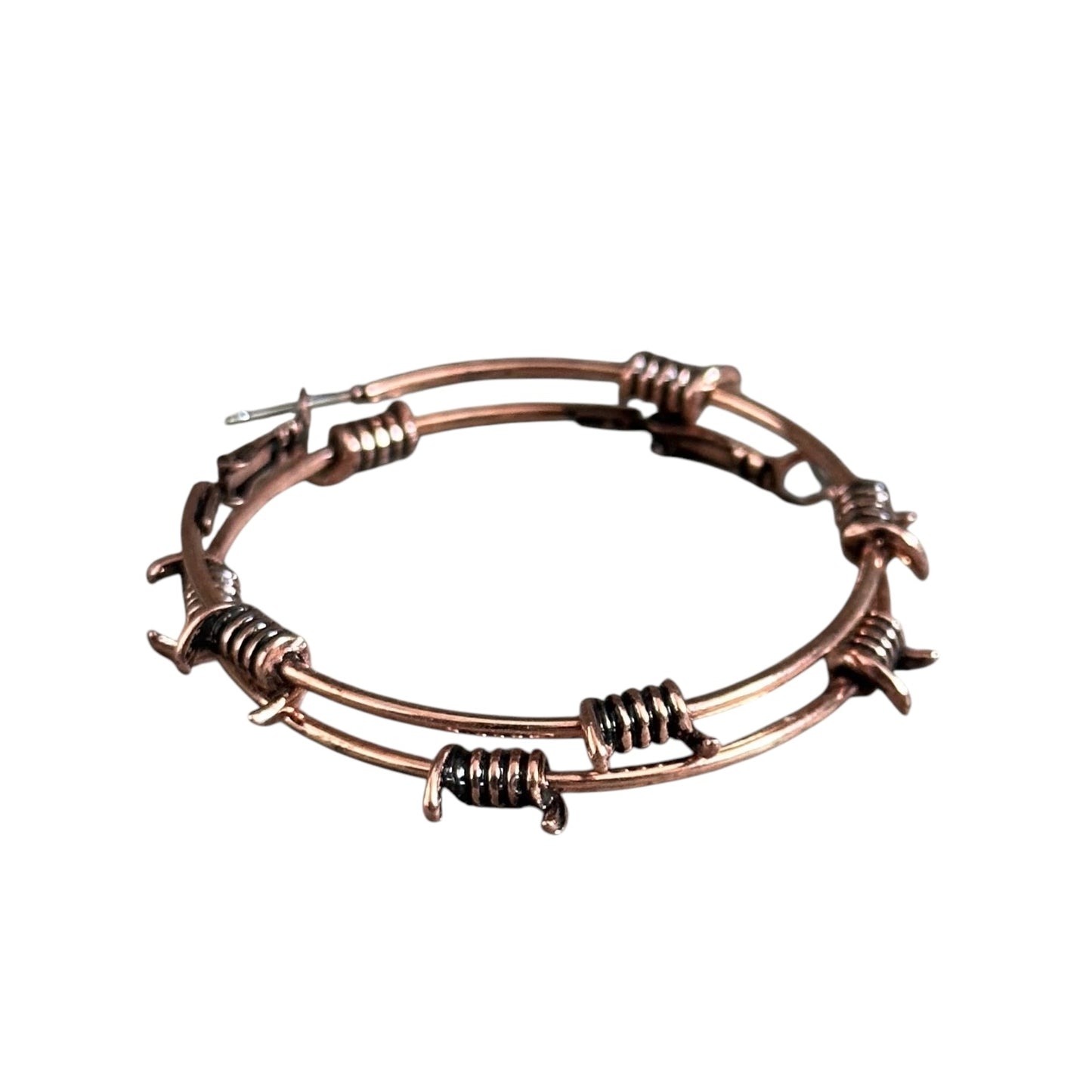 Copper Barbwire Hoop Earrings