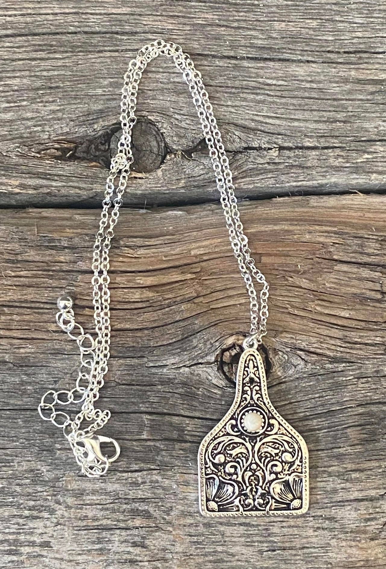 Natural Stone Tag Necklace