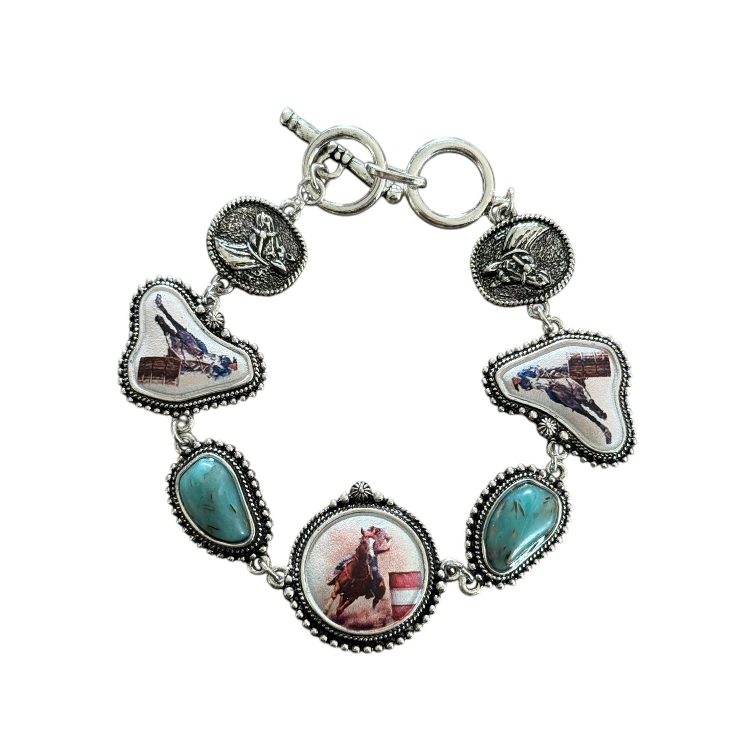 Barrel Racers & Turquoise Toggle Bracelet