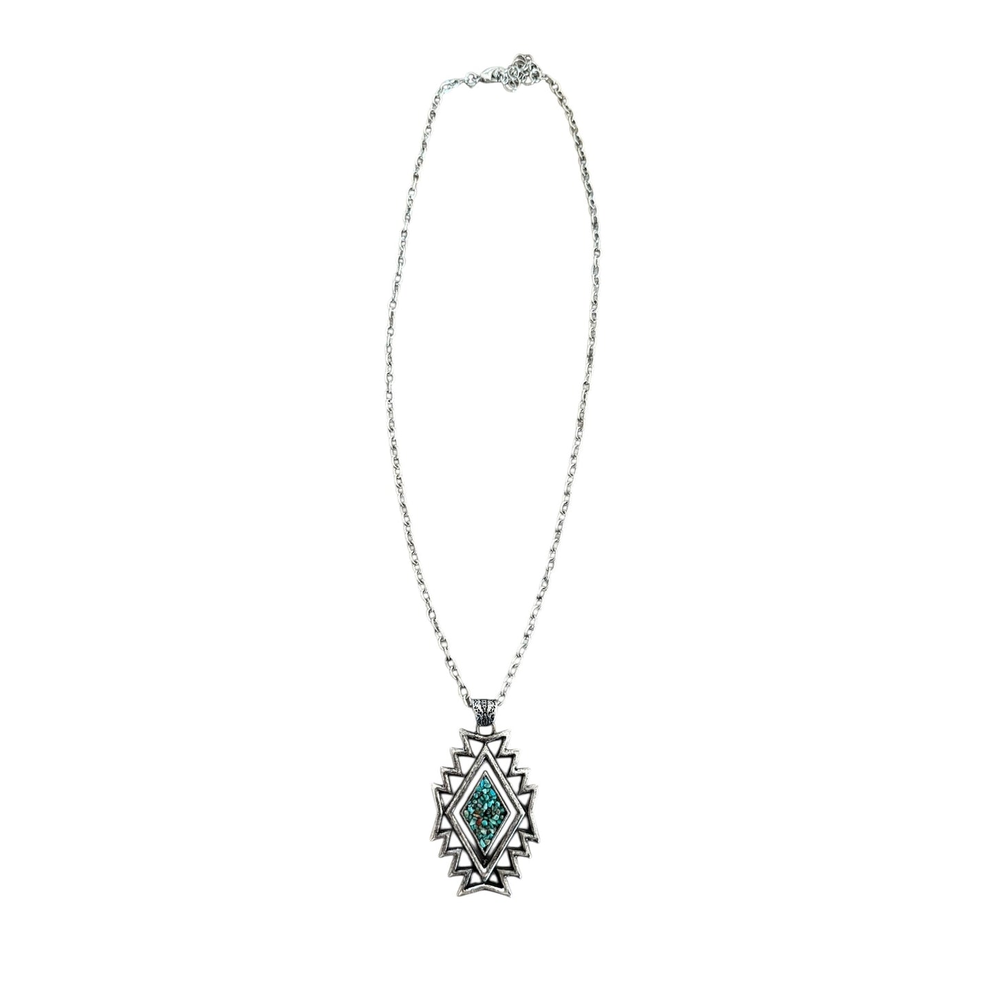 Aztec Turquoise Chip Long Necklace