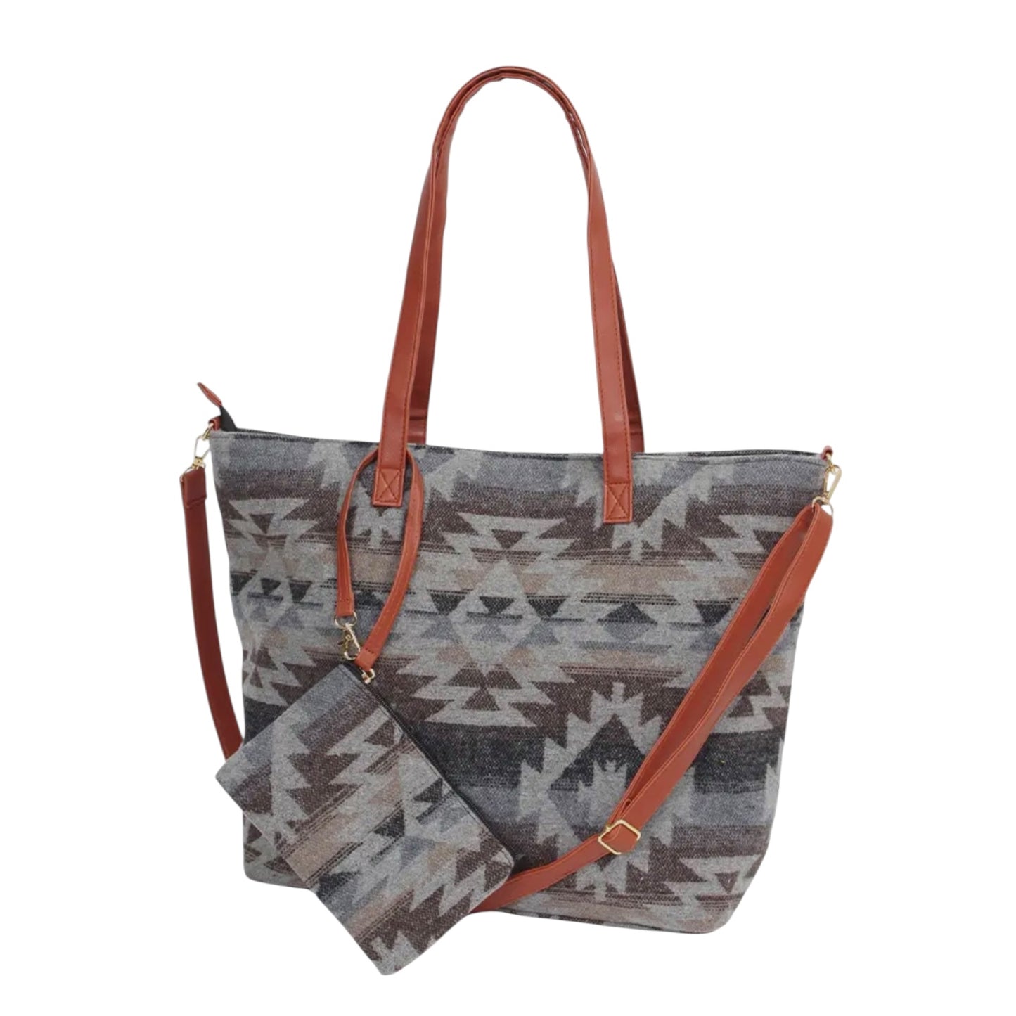 Grey Aztec Tote Bag