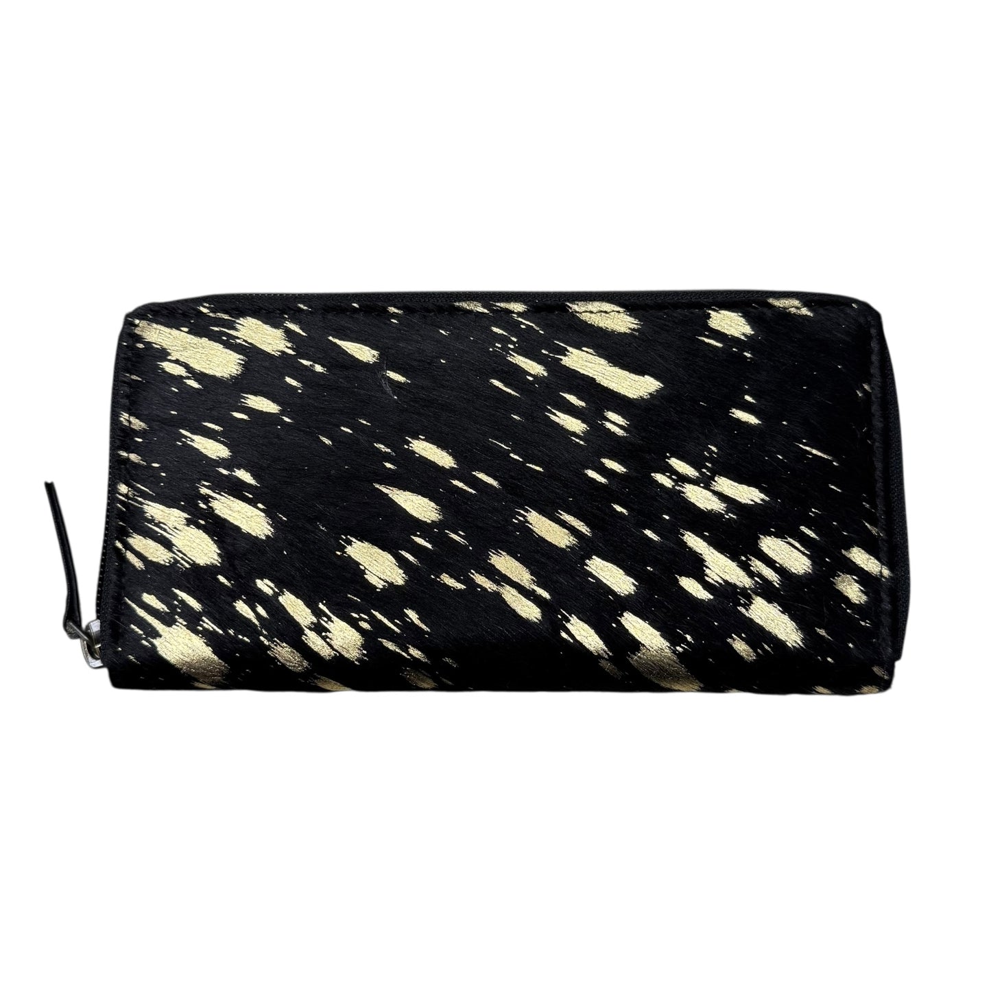 Black Gold Acid Wash Cowhide Wallet