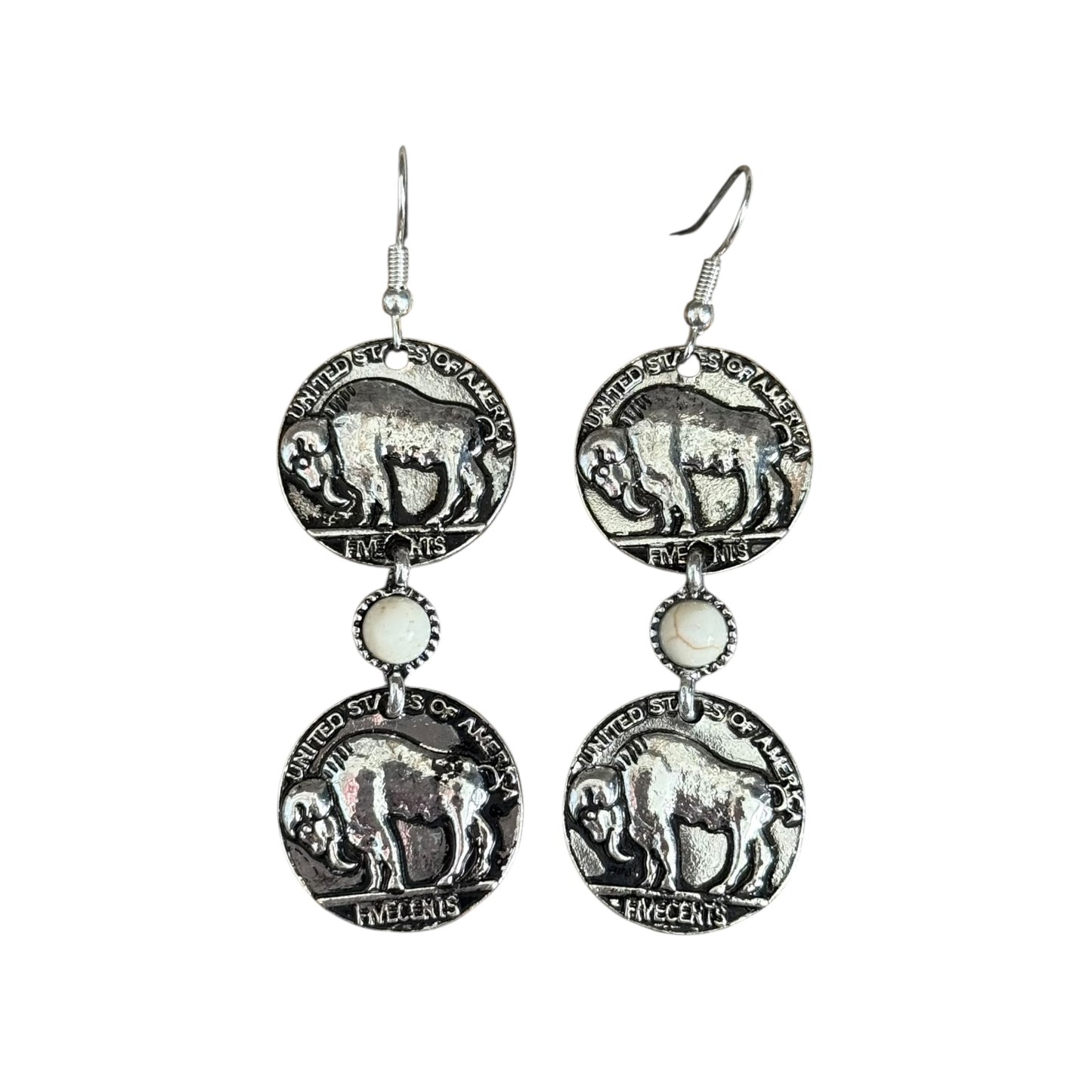 Double Buffalo Coin Earrings