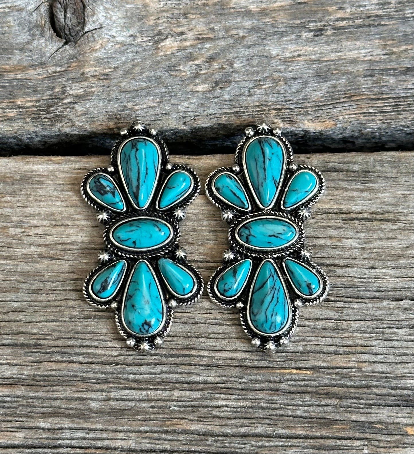 Turquoise Cluster Earrings
