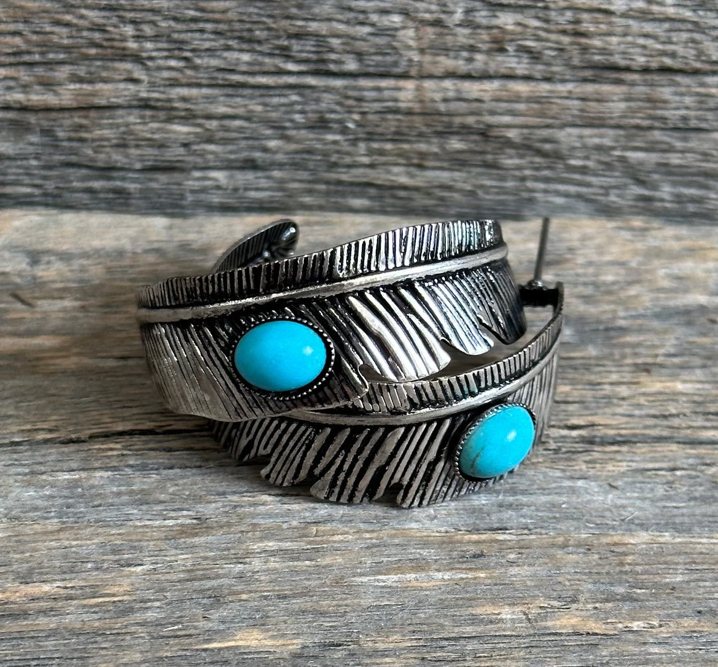 Silver Feather Hoop Earrings