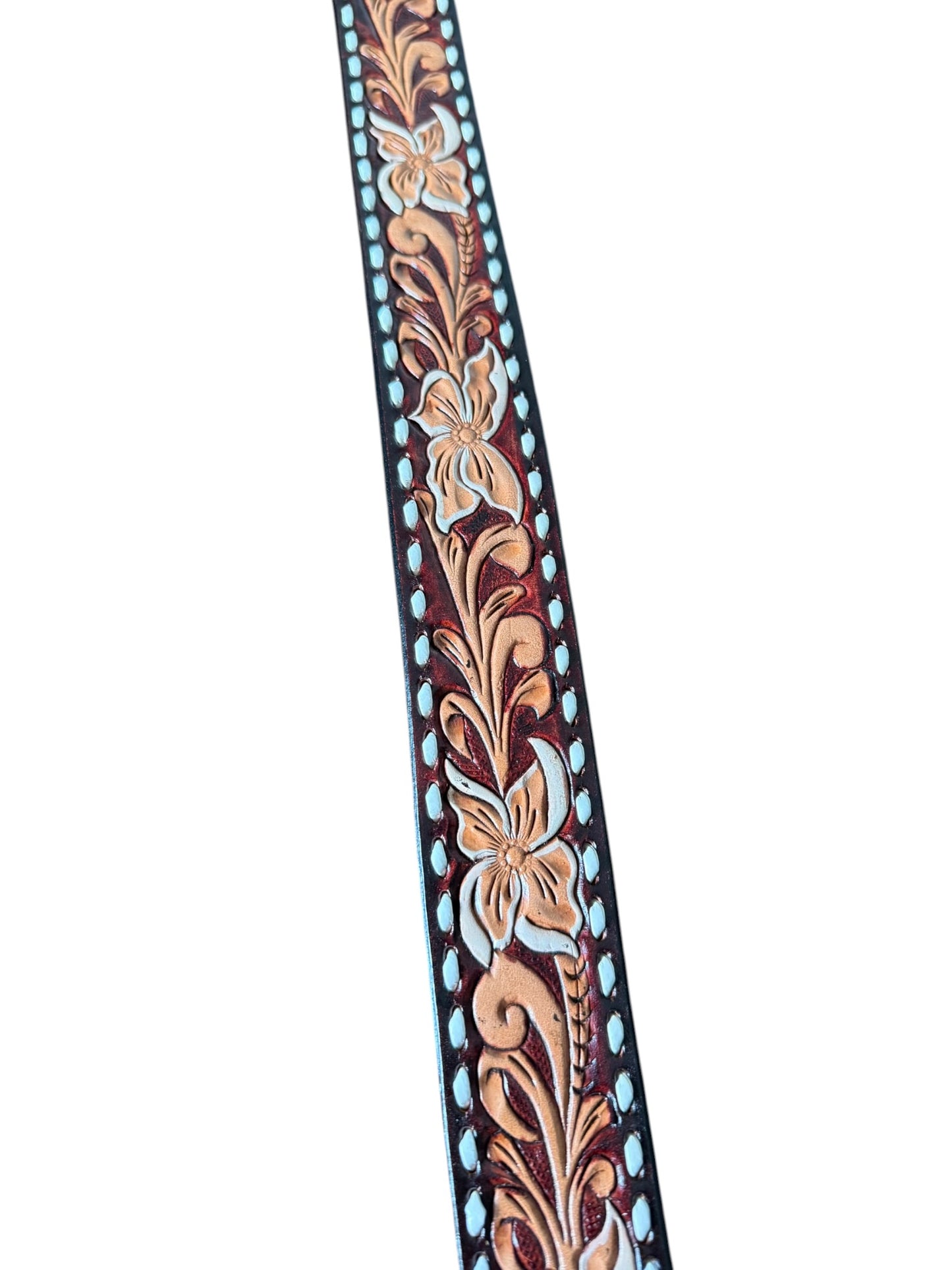 Tooled White Floral Purse Strap