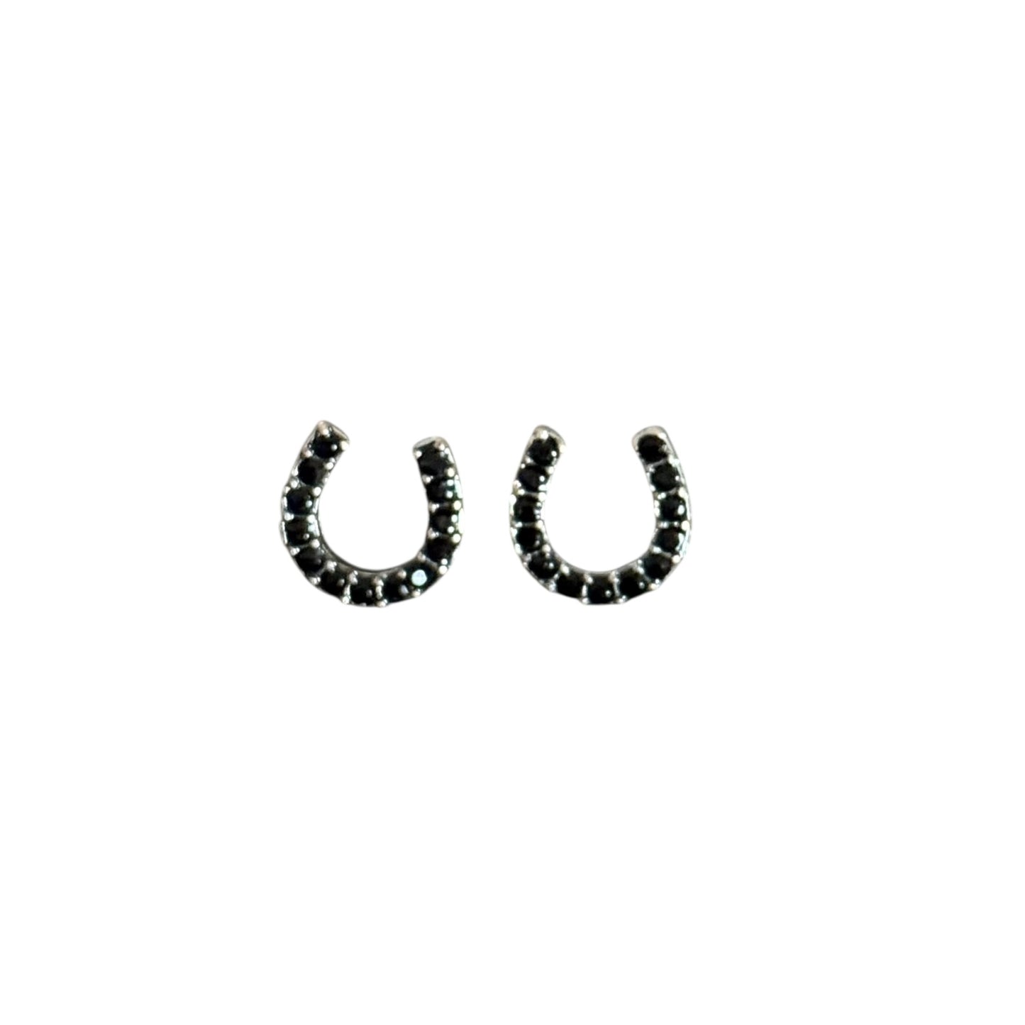 Black Crystal Horseshoe Earrings