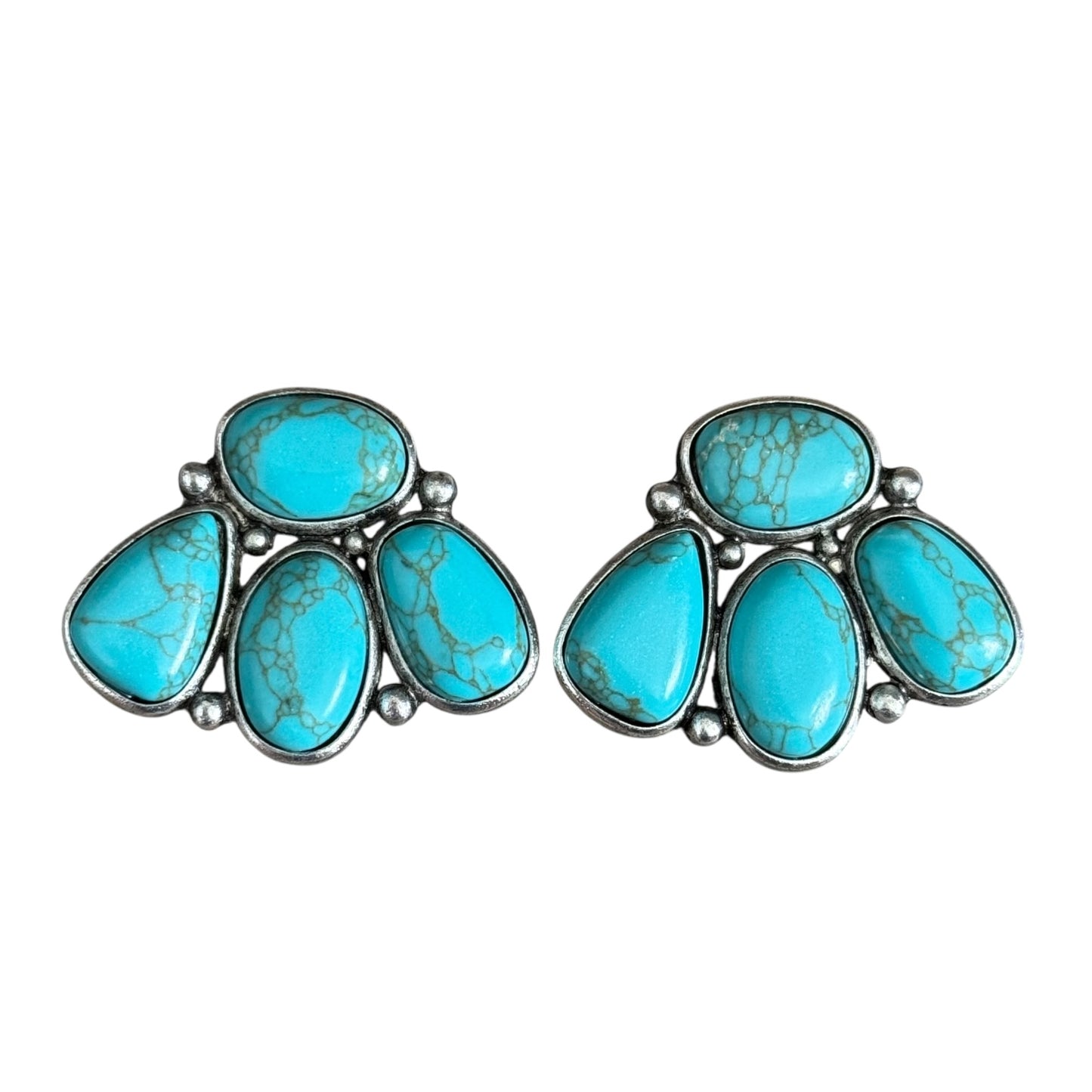 Turquoise 3 Drop Cluster Earrings