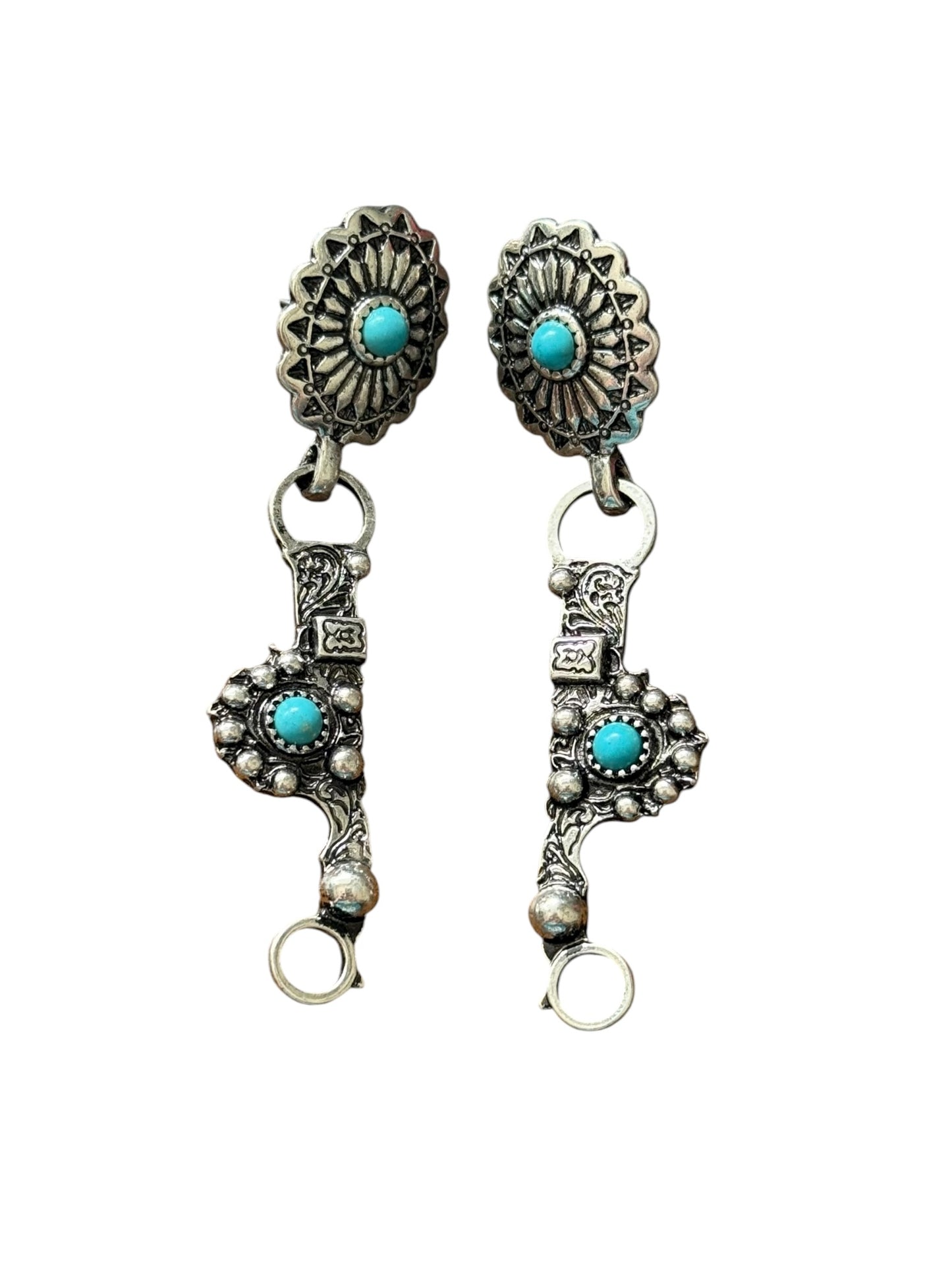 Turquoise Spade Bit Earrings