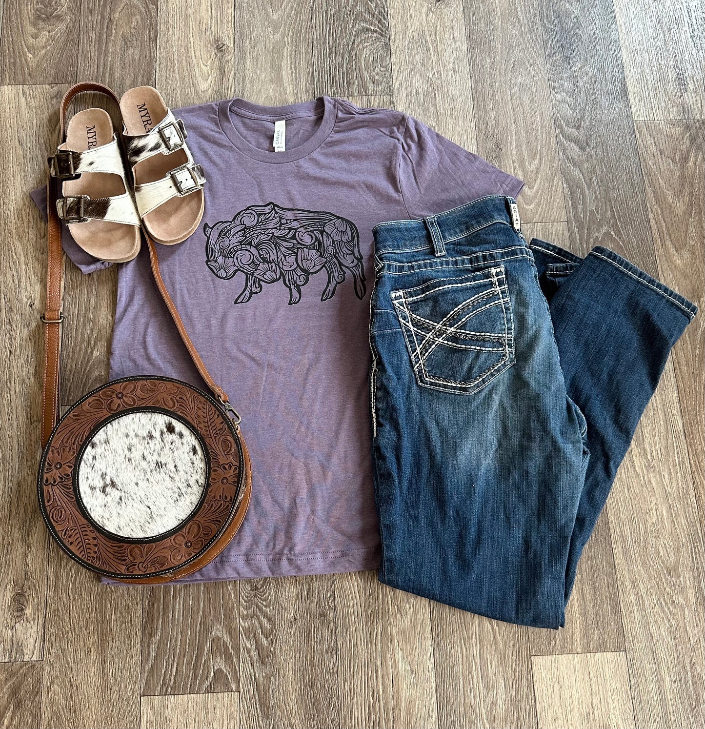 Heather Purple Tooled Buffalo T-Shirt
