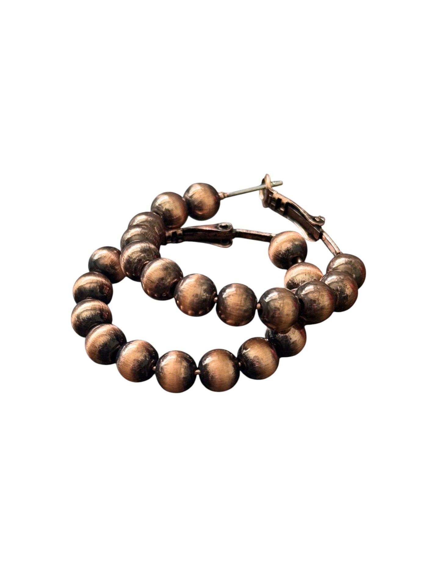 Copper Navajo Pearl Medium Hoop Earrings