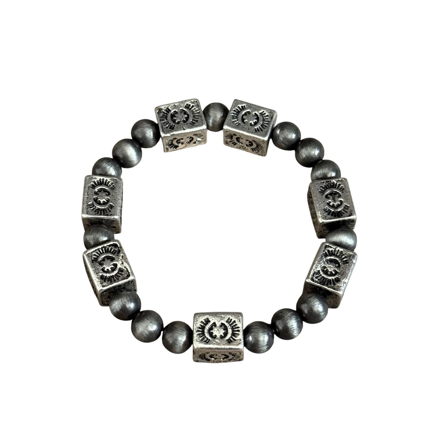Gunmetal Navajo Pearl Aztec Barrel Stretch Bracelet