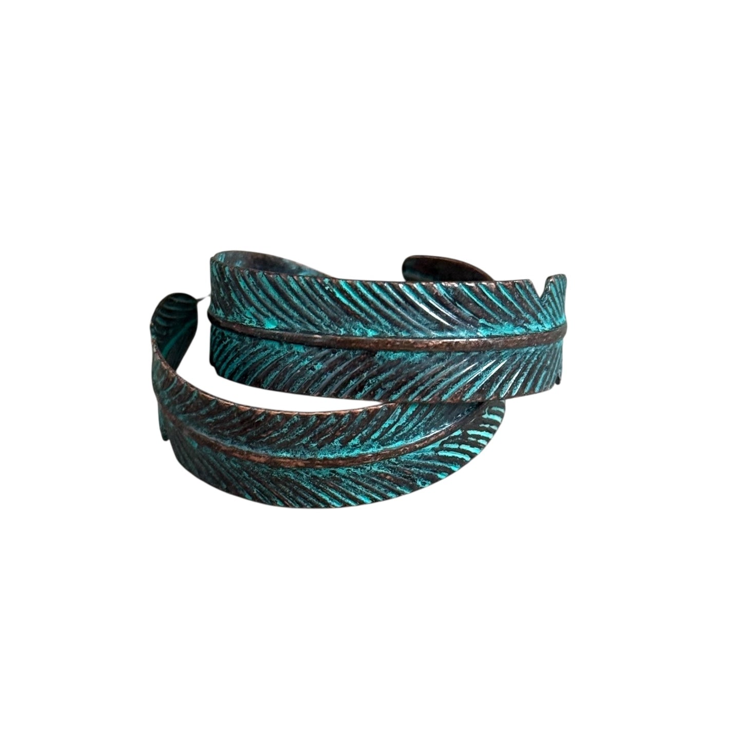 Patina Feather Hoop Earrings
