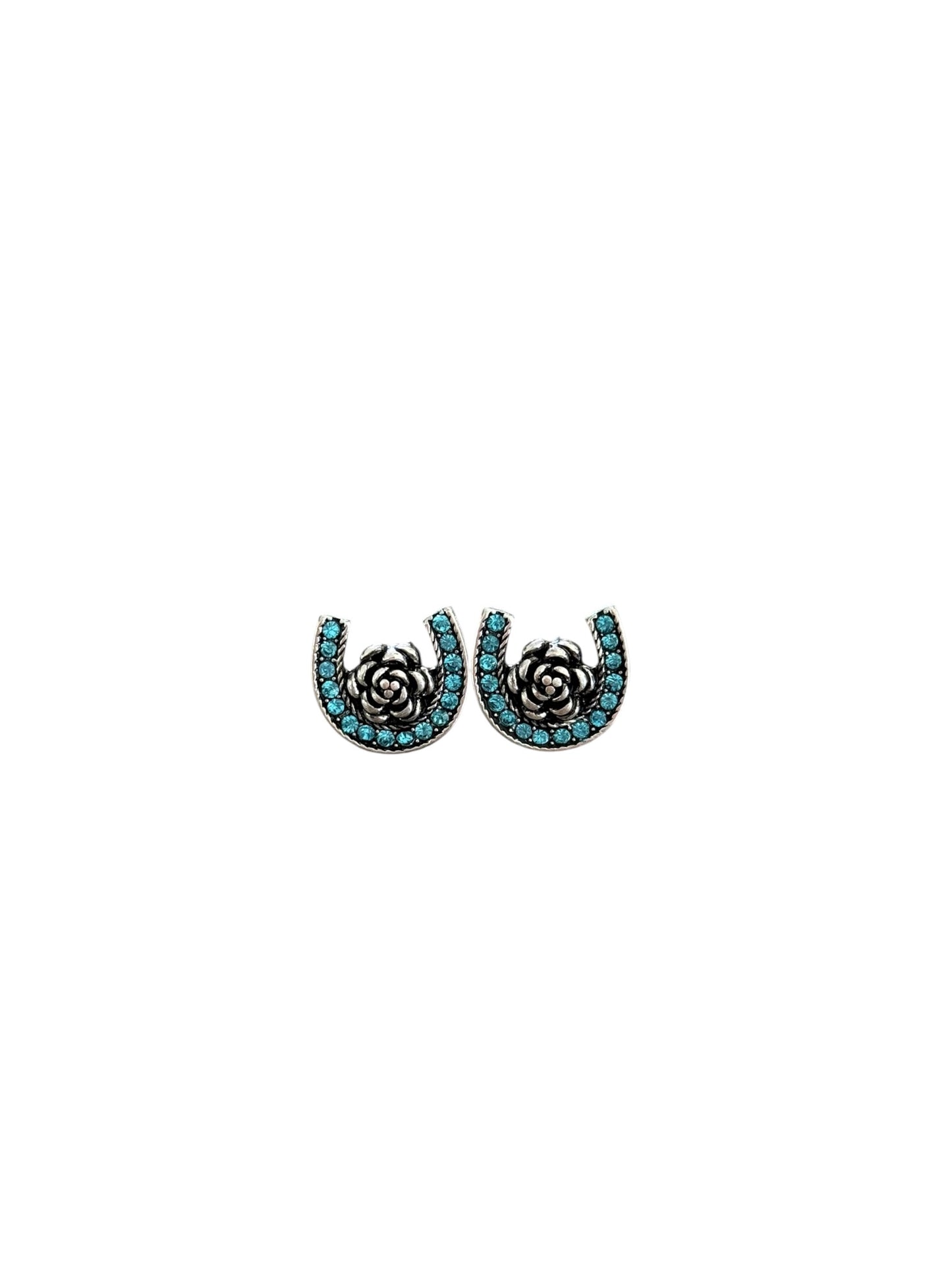 Turquoise Horseshoe Rose Earrings