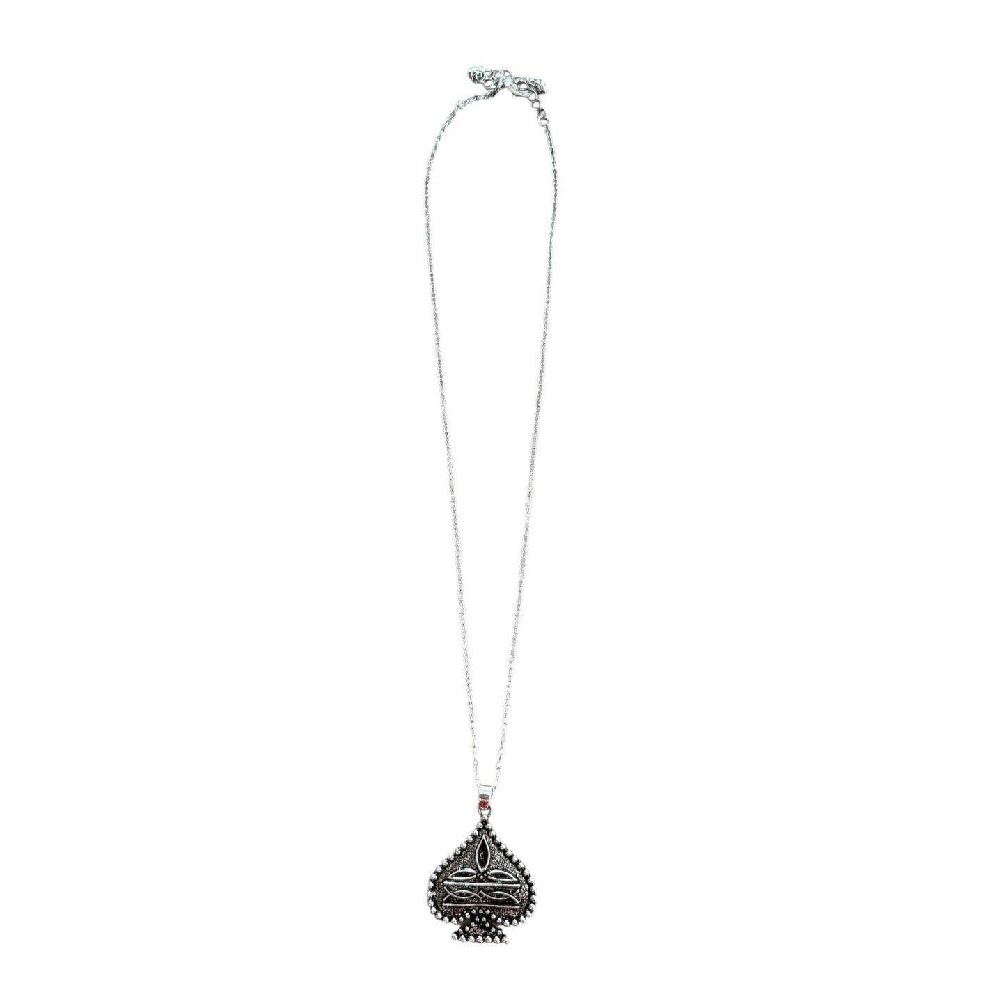 Silver Bootstitch Spade Necklace