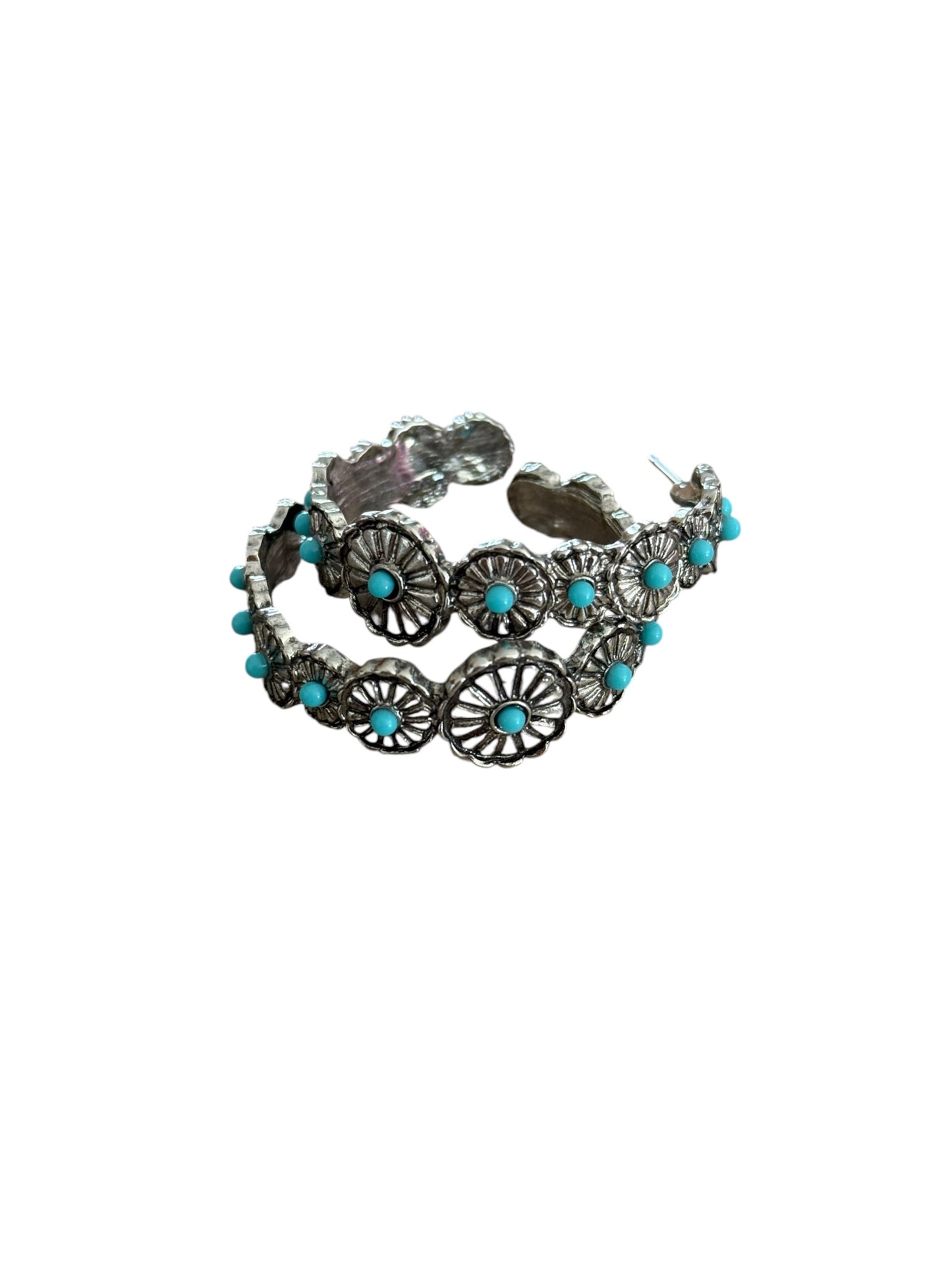 Turquoise Concho Hoop Earrings