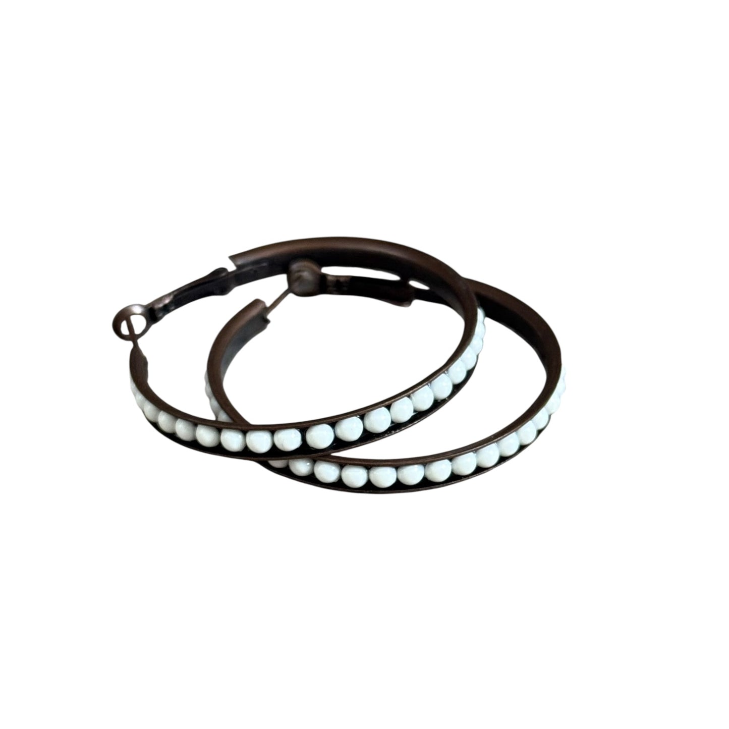 Copper & White Stone Hoop Earrings