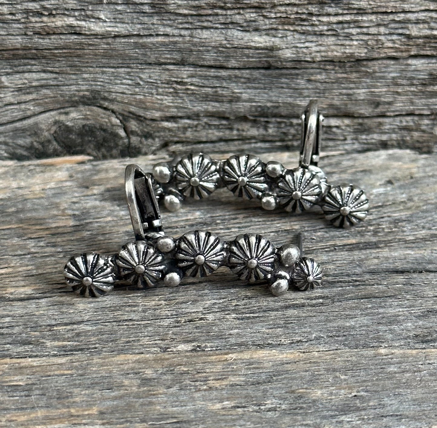 Silver Concho Ear Climbers