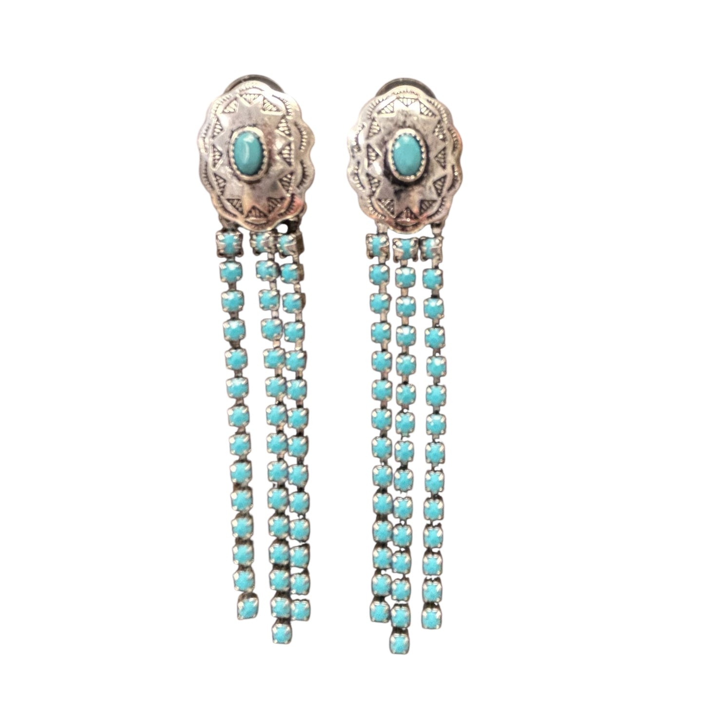 Turquoise Concho Fringe Earrings