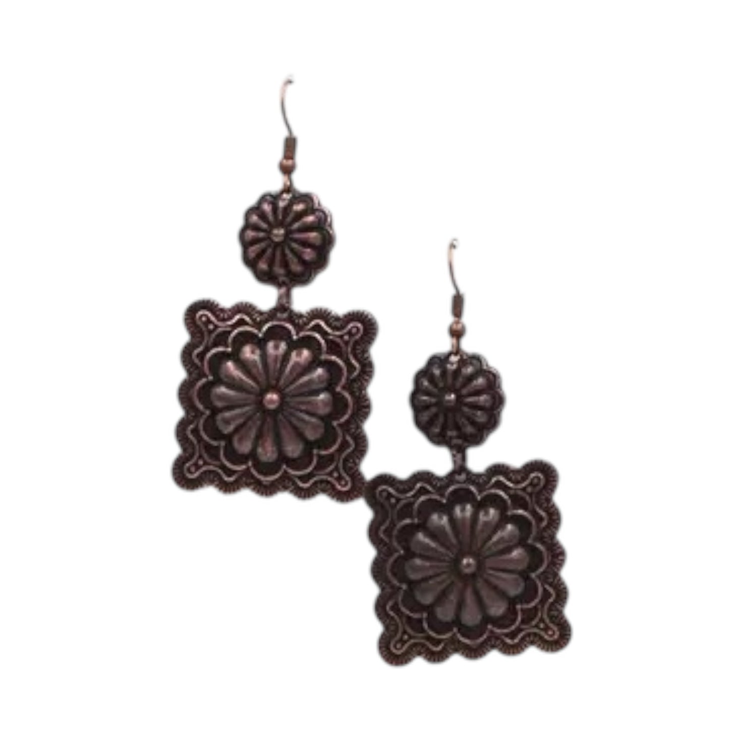 Large Copper Concho Earrings