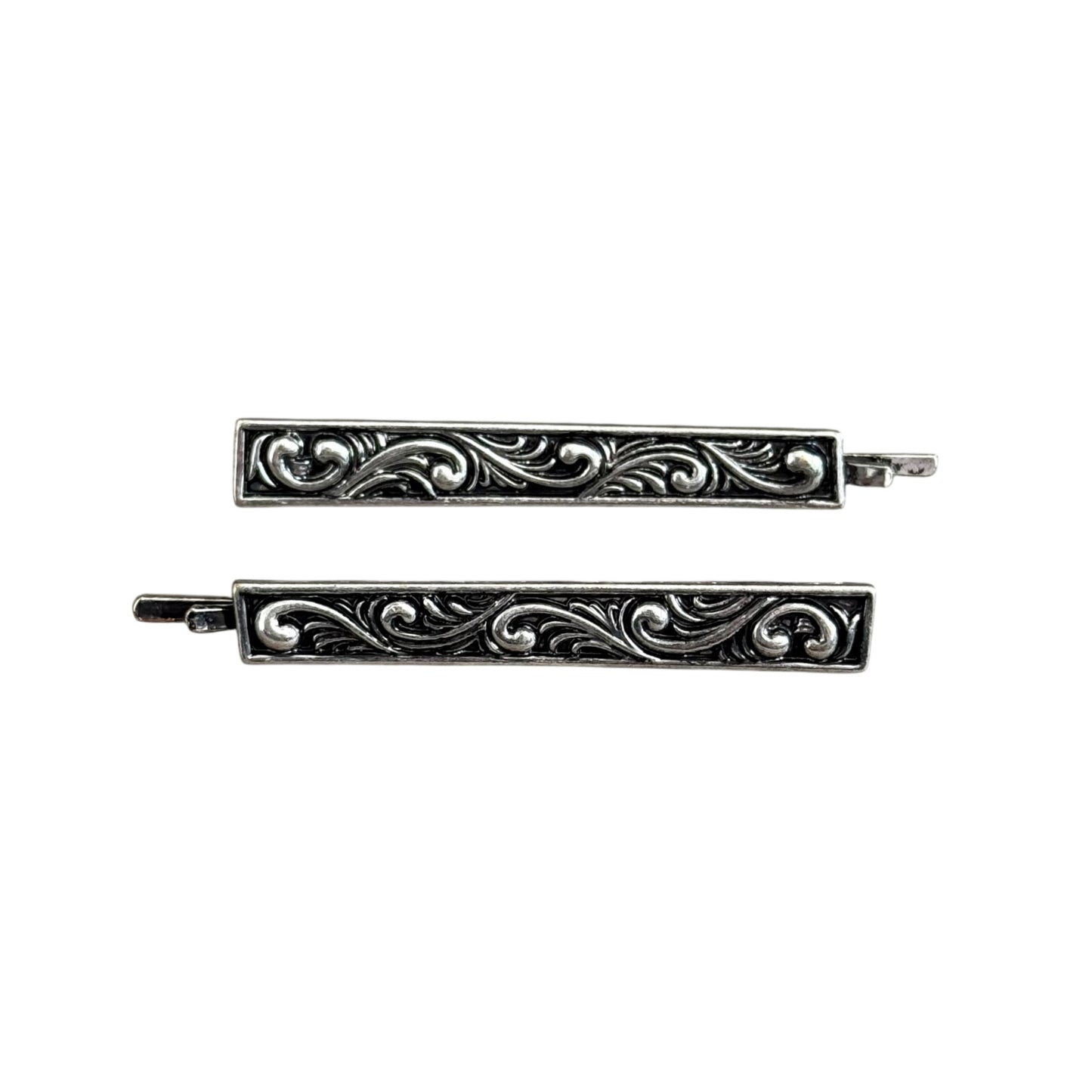 Tooled Silver Hair Pins