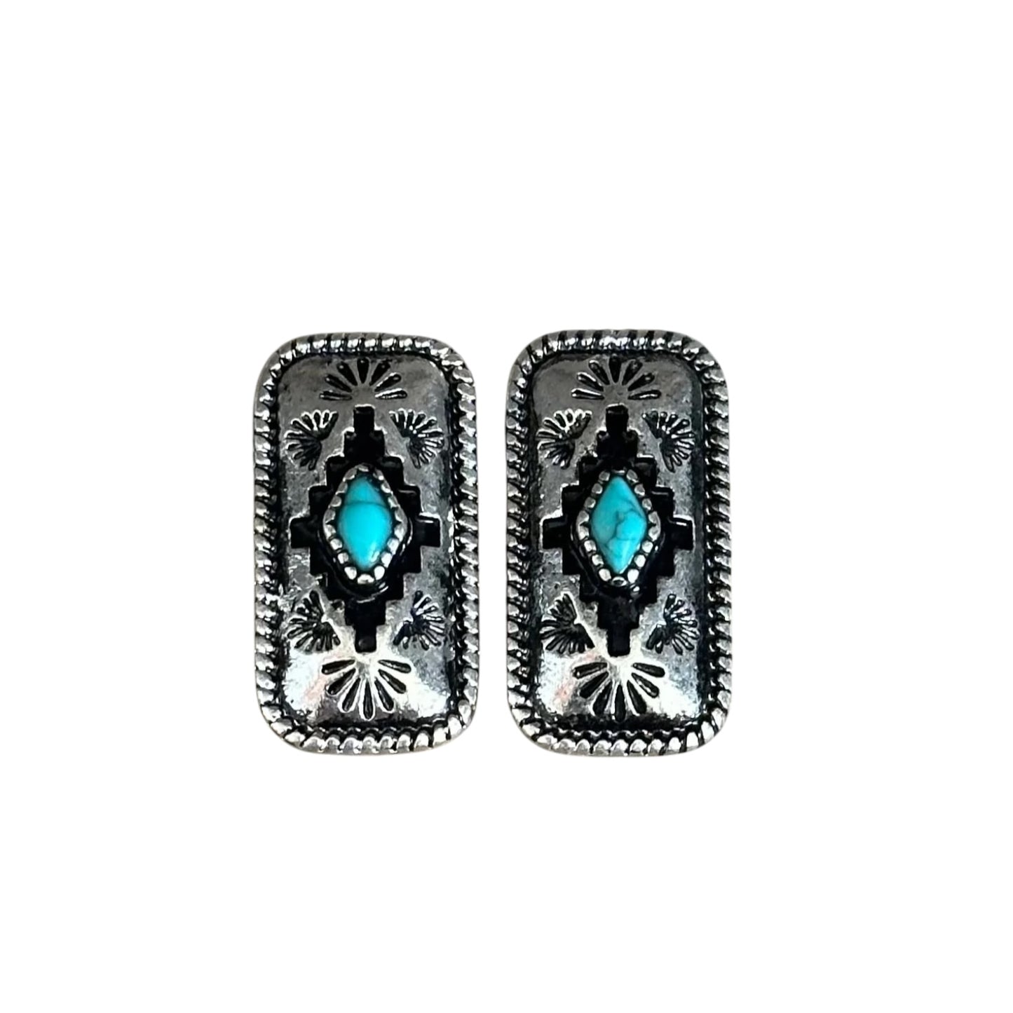 Turquoise Bar Concho Earrings