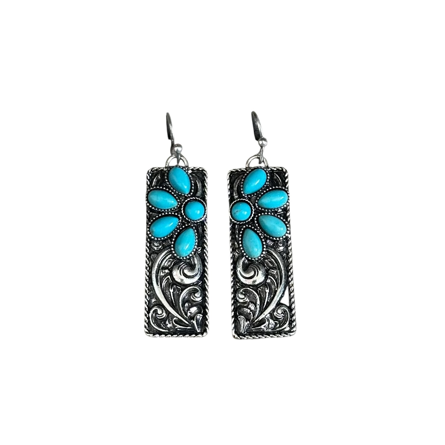 Turquoise Cluster Bar Earrings
