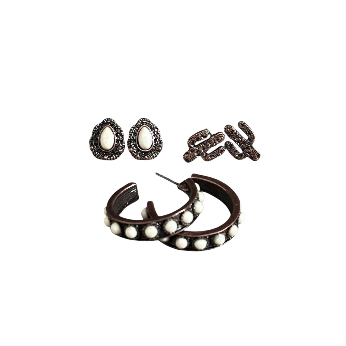 3 Pack Copper Hoop Earrings