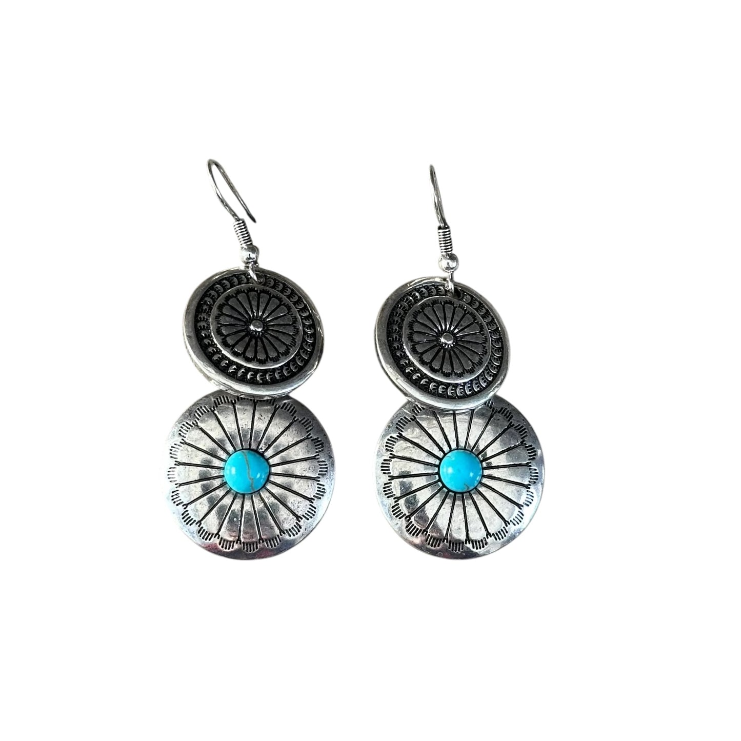 Turquoise Stone Concho Earrings
