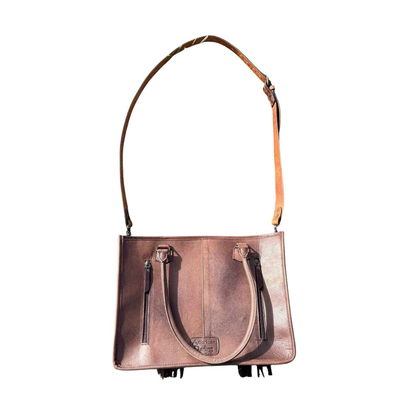 Tooled Cowhide Large Tote Bag