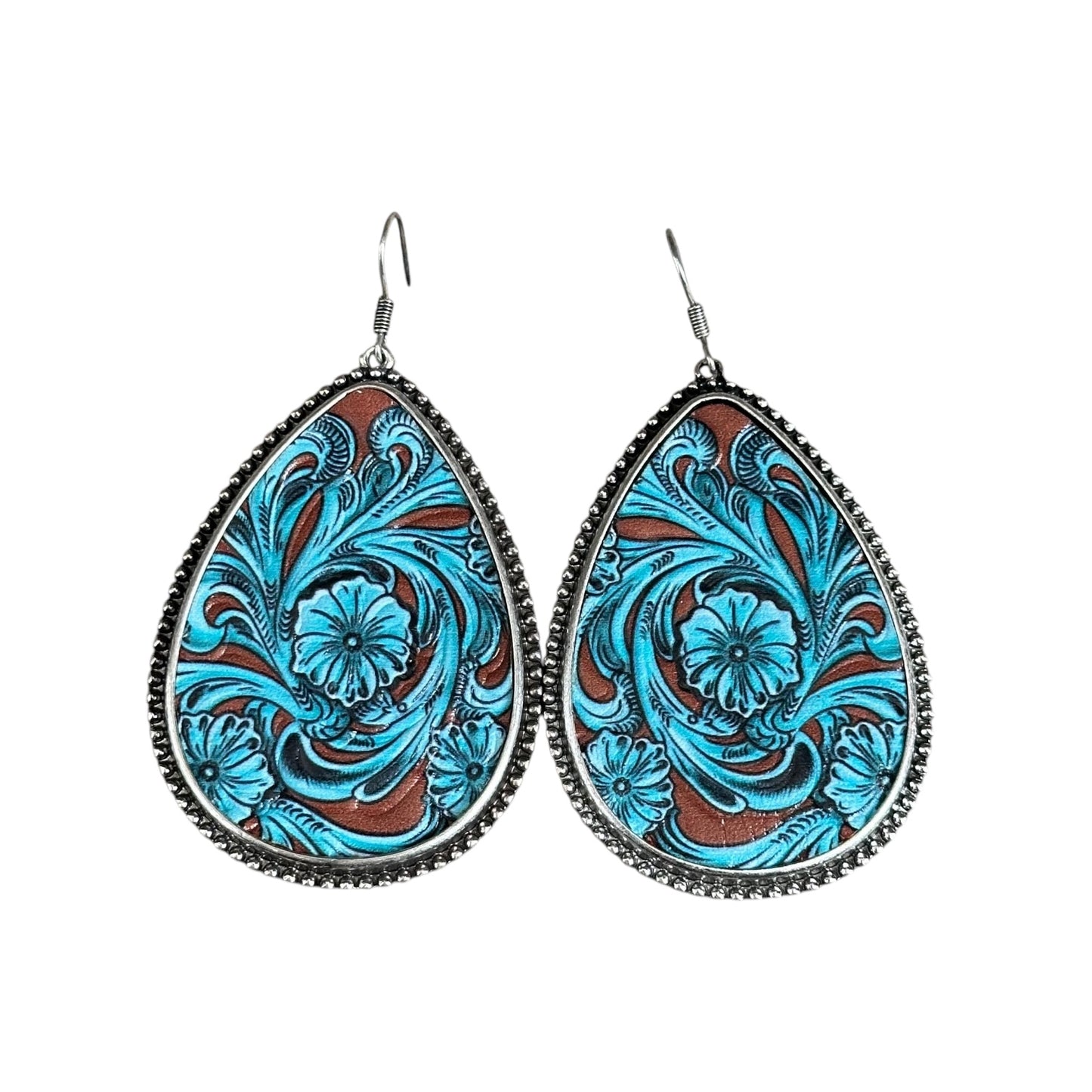Tooled Turquoise Earrings
