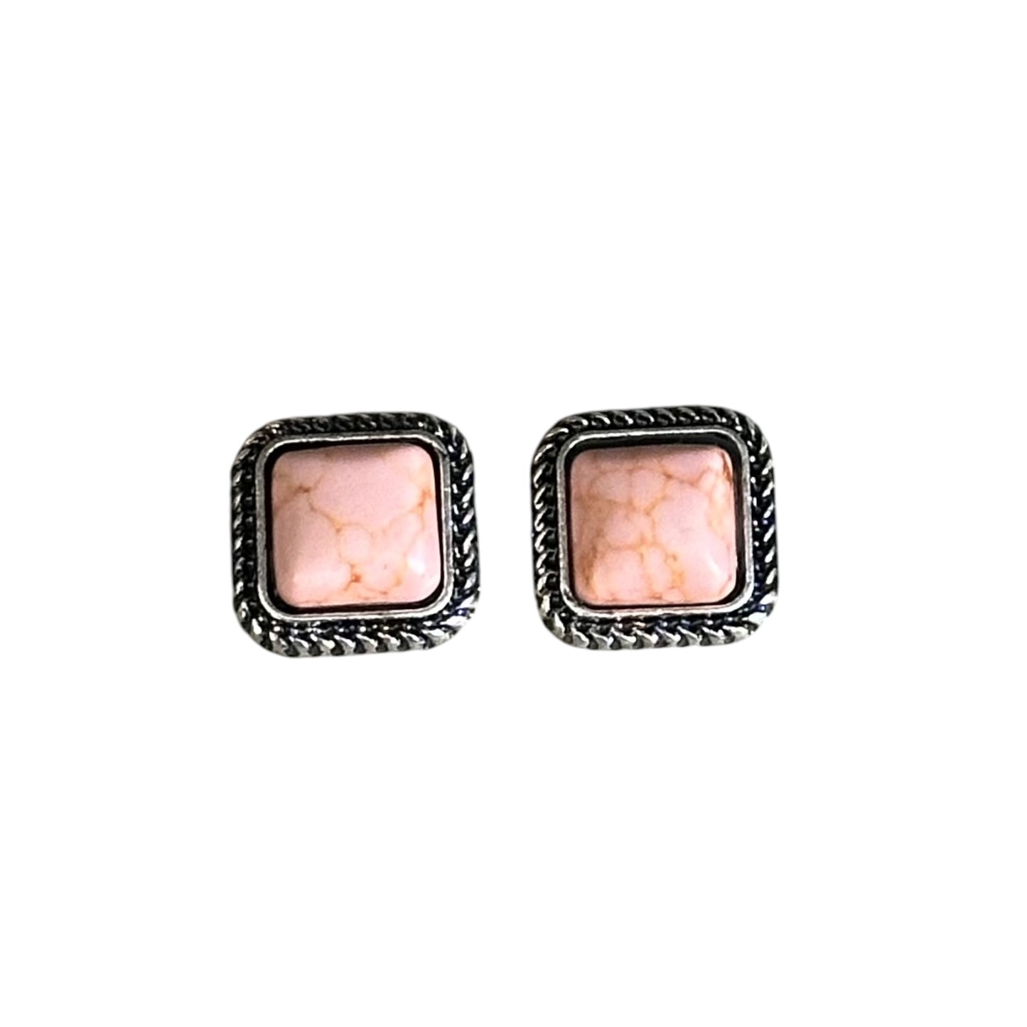 Pink Square Earrings