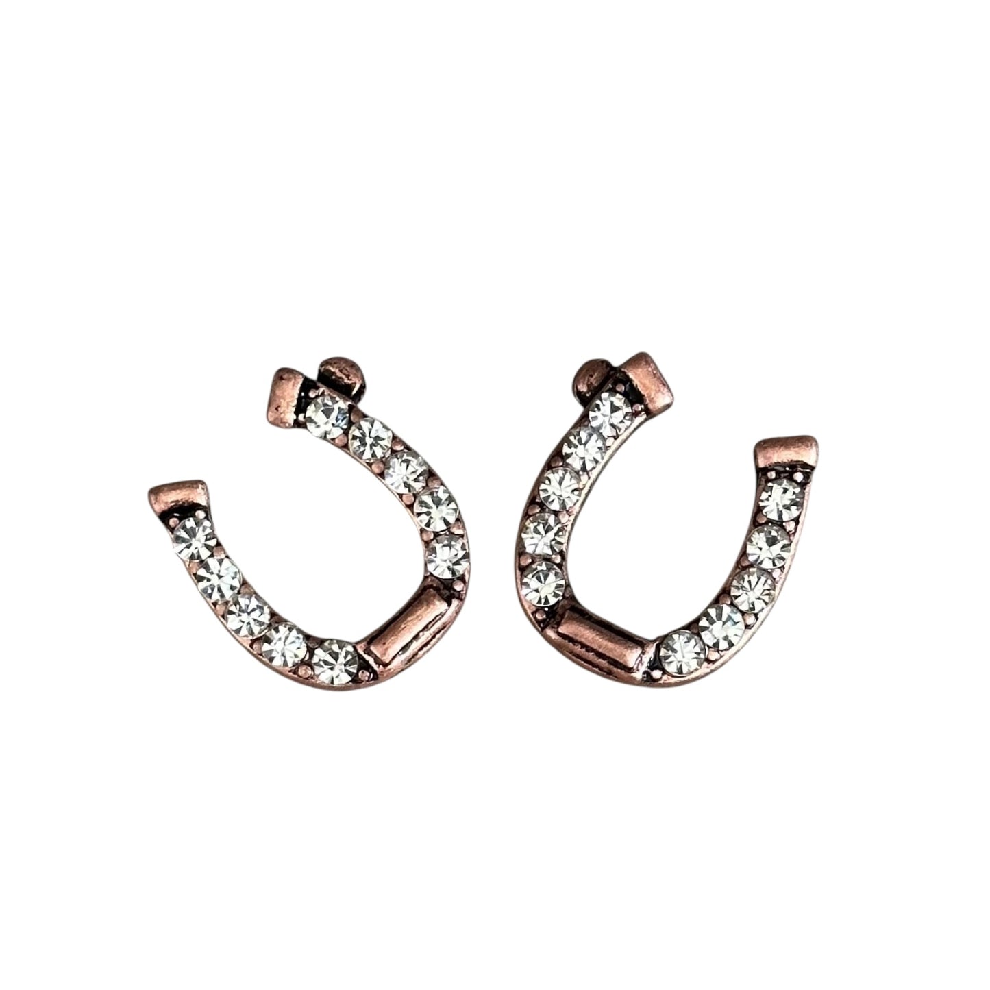 Rose Gold Crystal Horseshoe Earrings