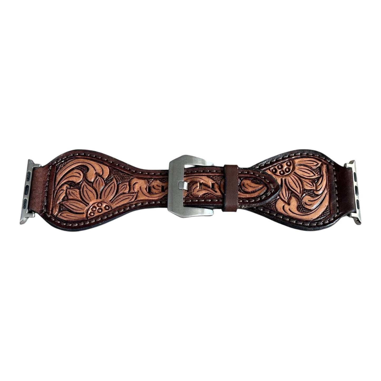 Tooled Sunflower Leather Apple Watch Band (different sizes available)