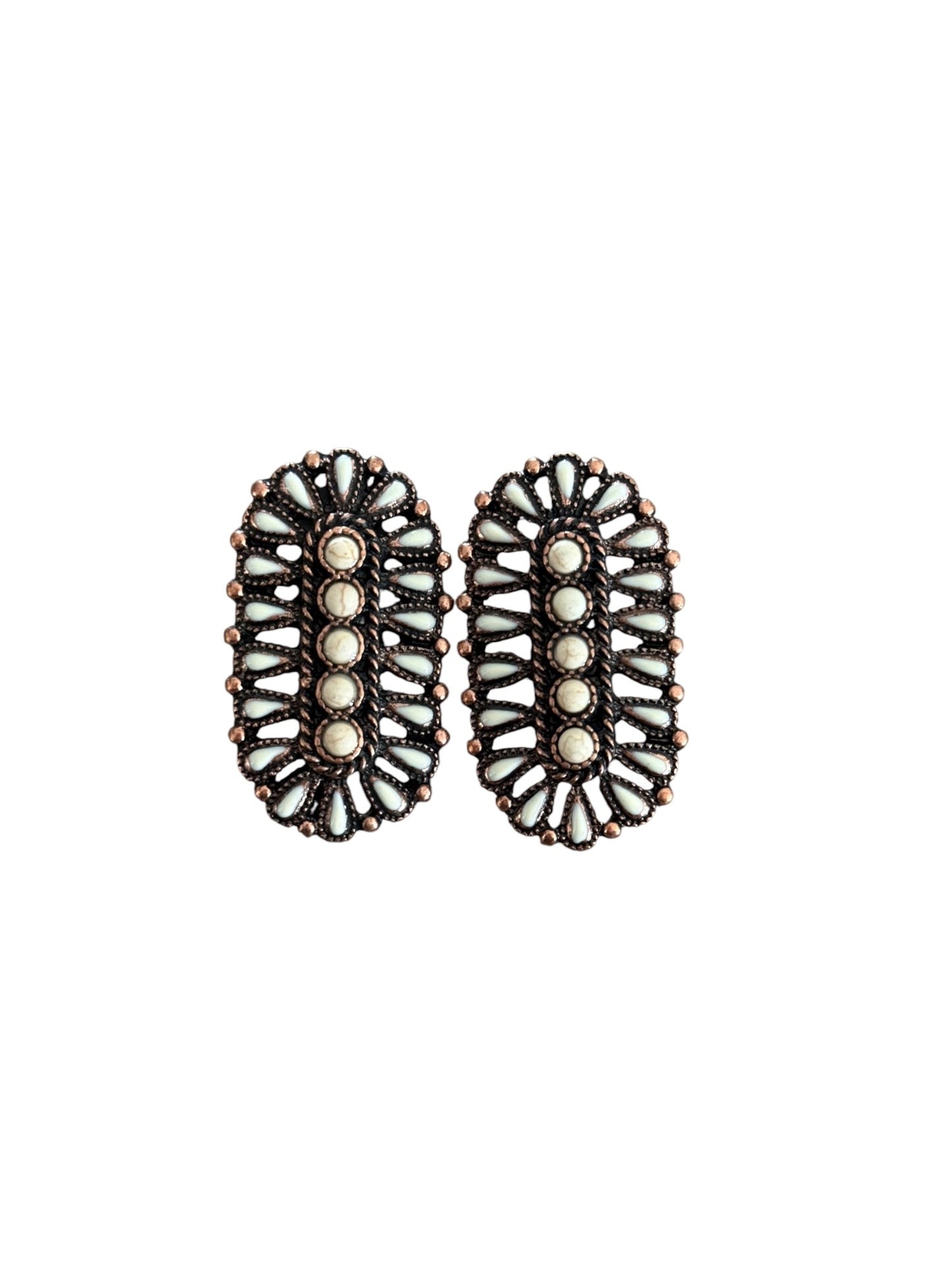 Copper Cluster Oval Earrings