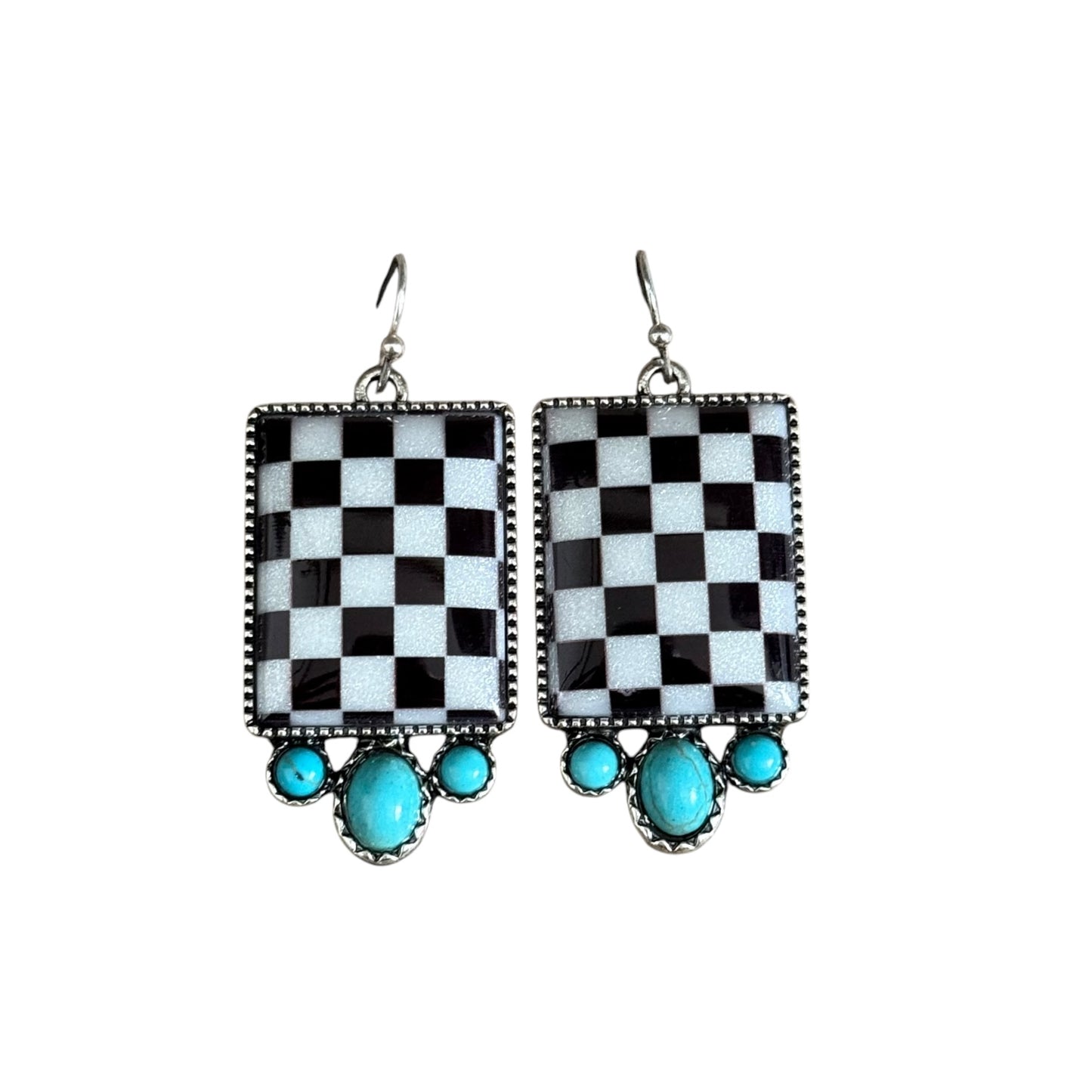 Checkerboard Turquoise Earrings