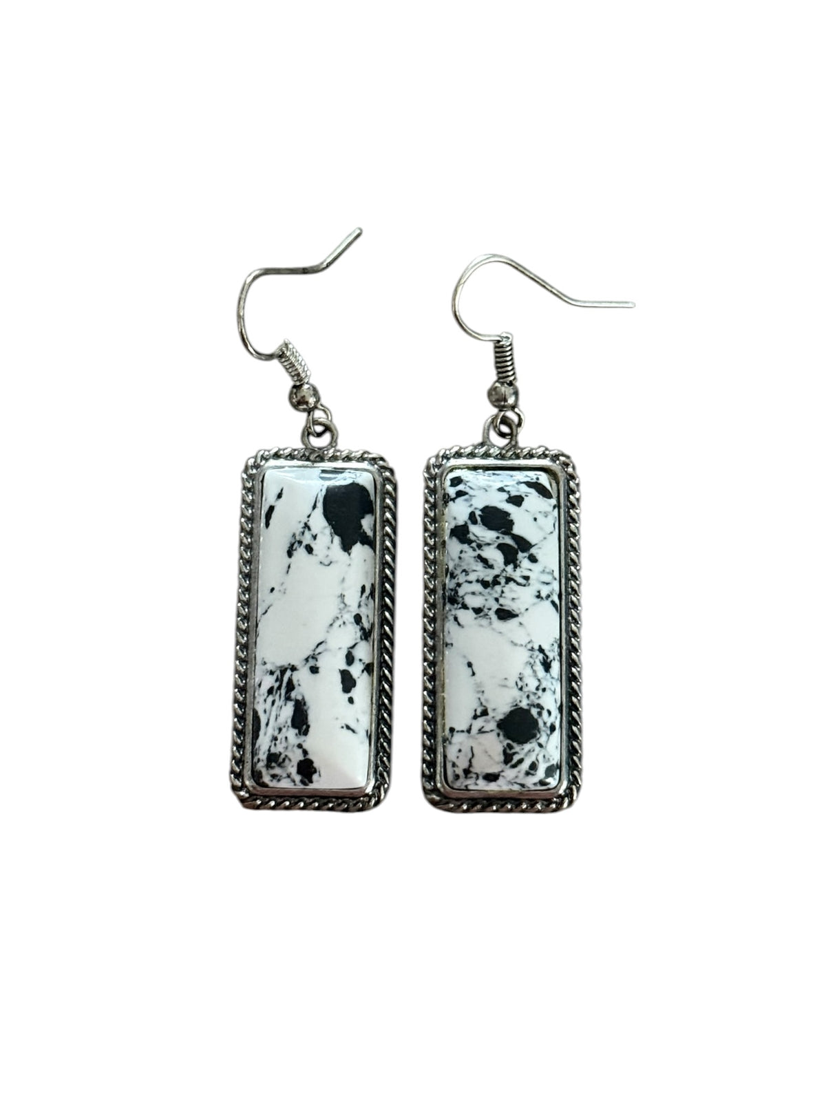 White Buffalo Bar Dangle Earrings