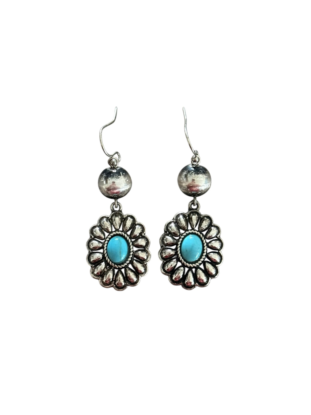 Turquoise Navajo Pearl Concho Earrings