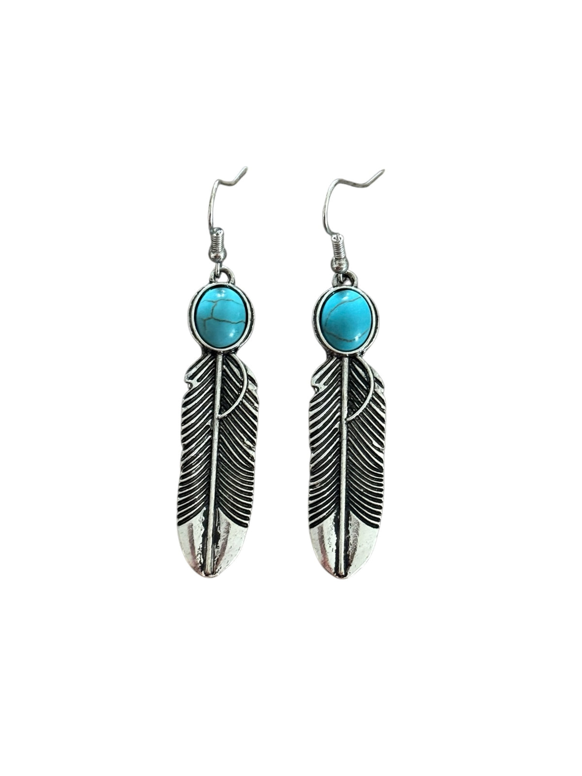 Turquoise Feather Earrings