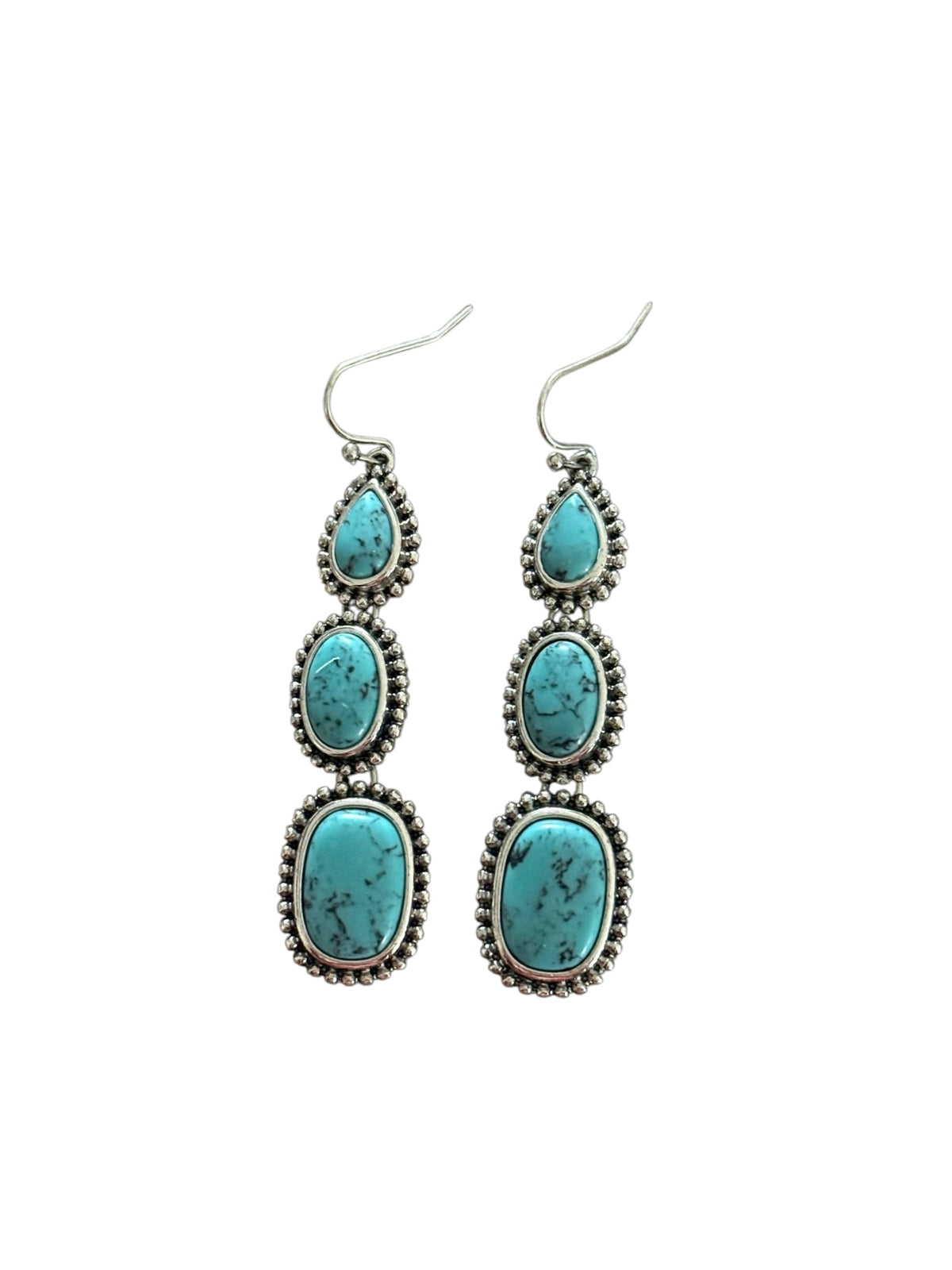 Turquoise Triple Stone Earrings