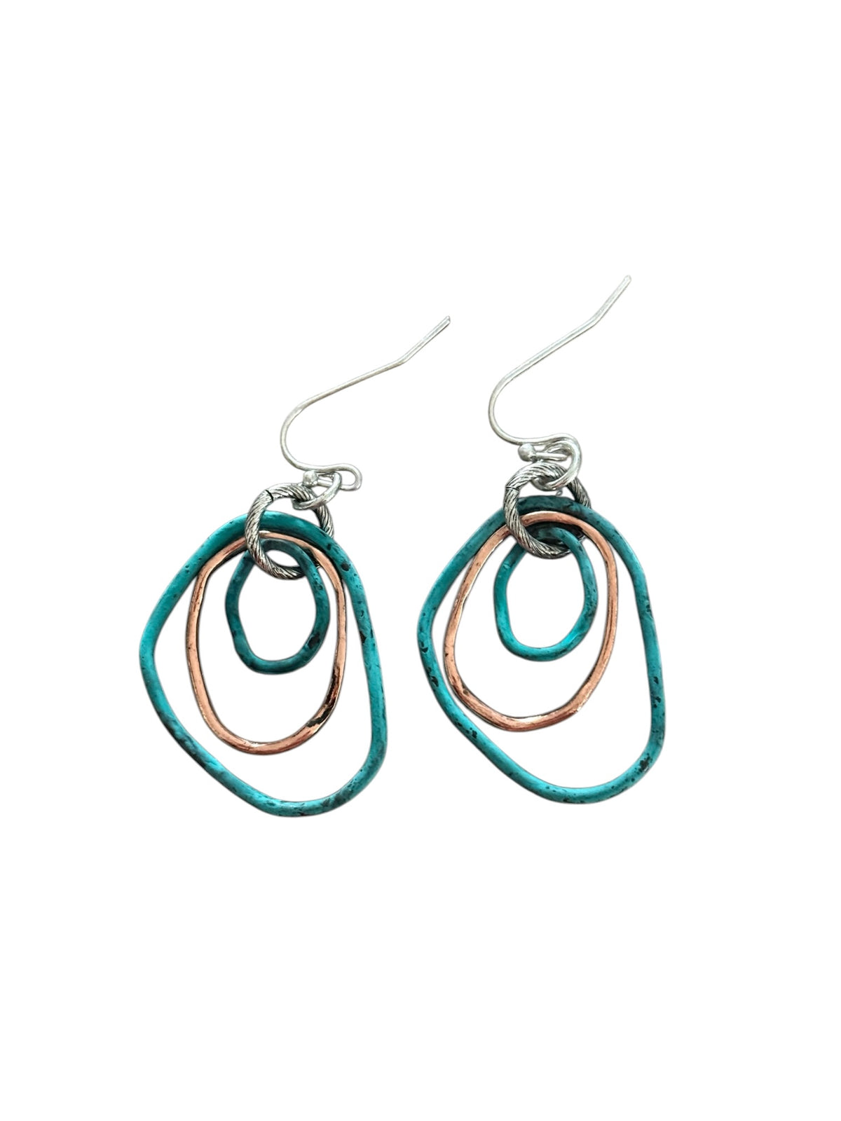 Triple Irregular Circle Patina Earrings