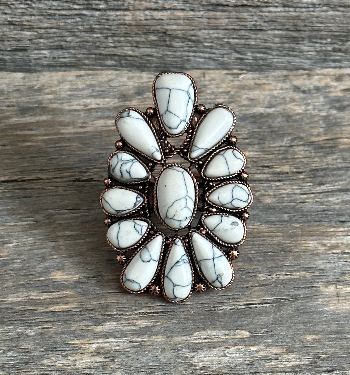 White Stone Copper Ring