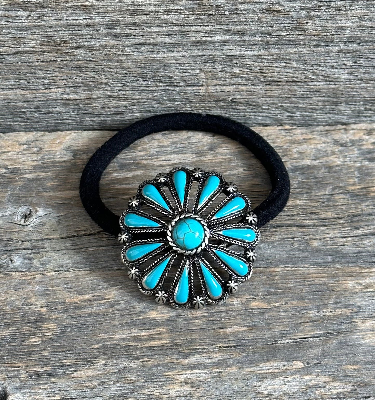 Turquoise Cluster Concho Hair Tie