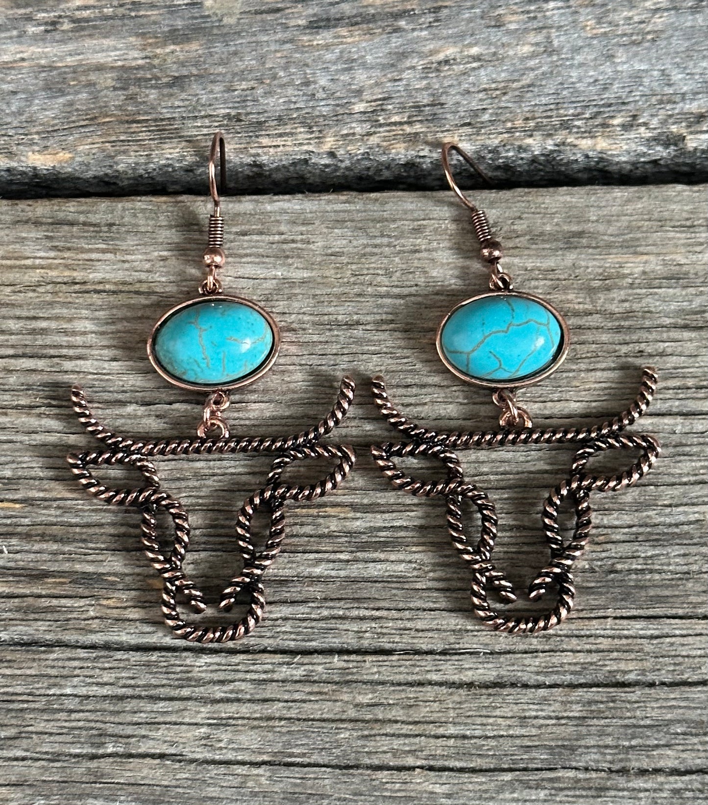 Copper Rope Steer Earrings