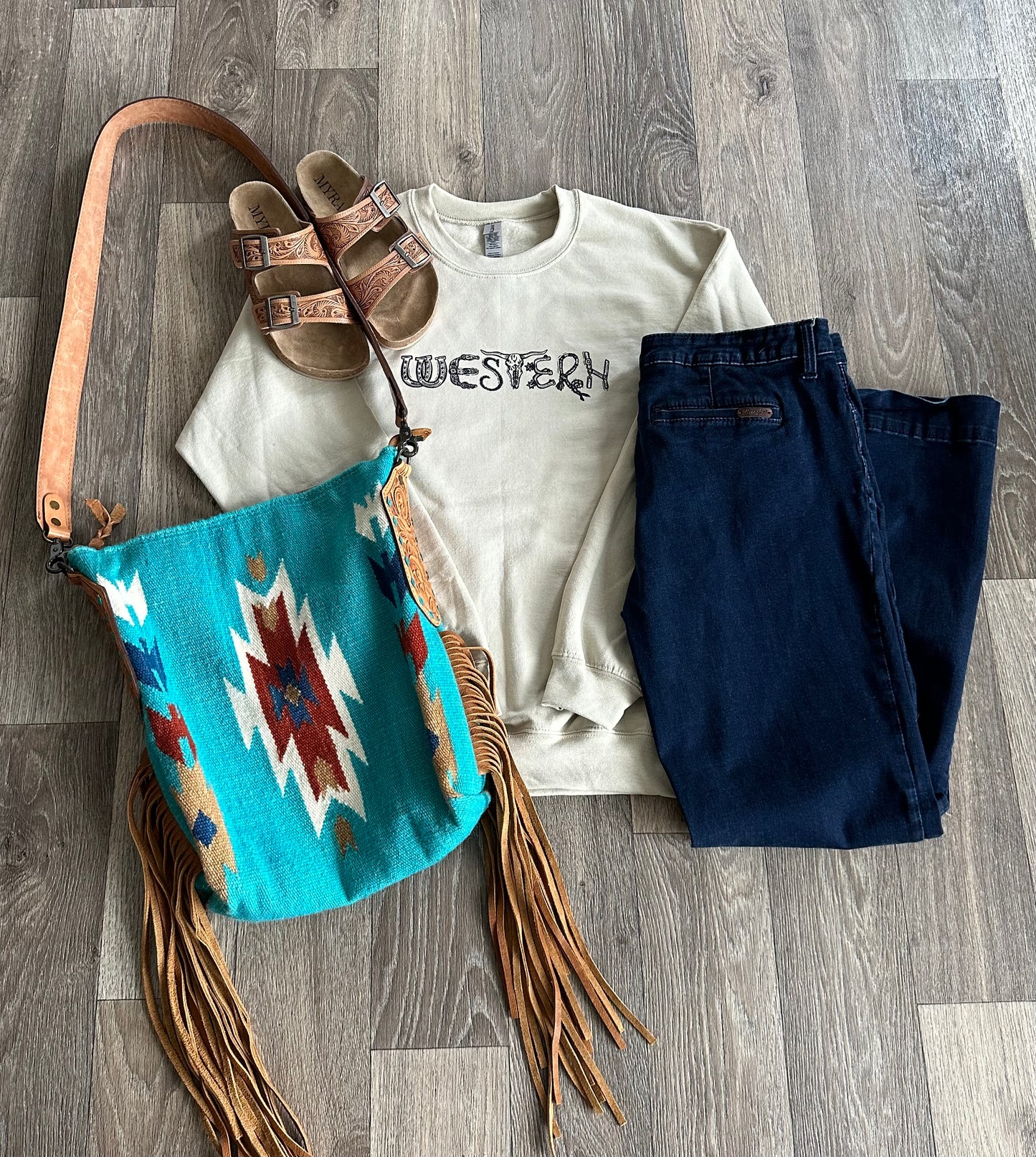 Sand Western Crewneck