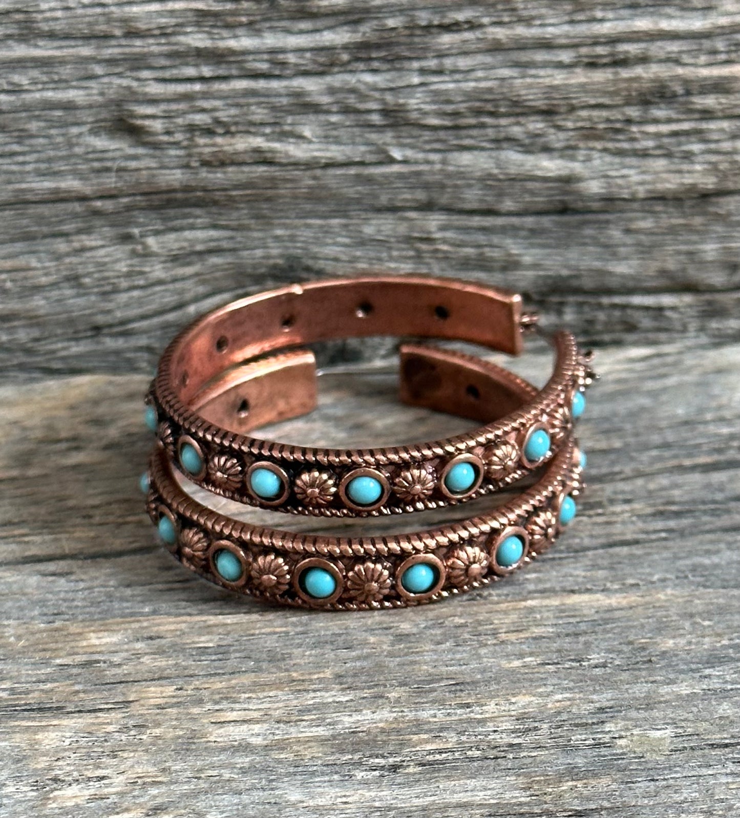 Copper & Turquoise Hoop Earrings